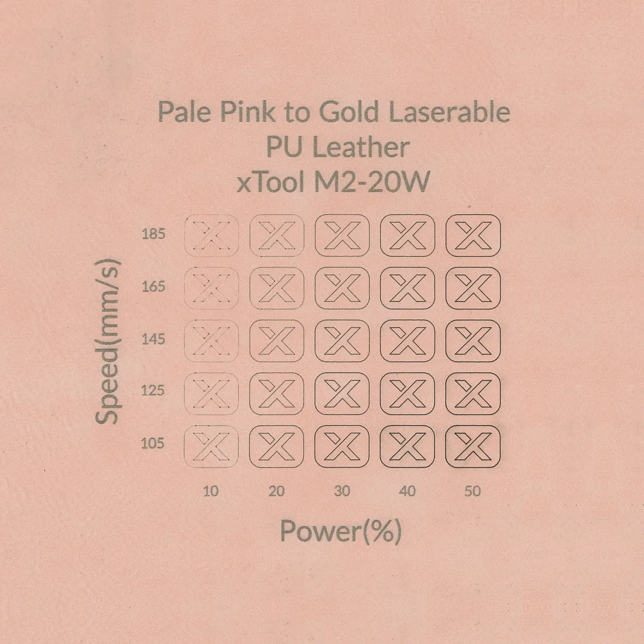 Pale Pink to Gold Laserable PU Notebook test grid