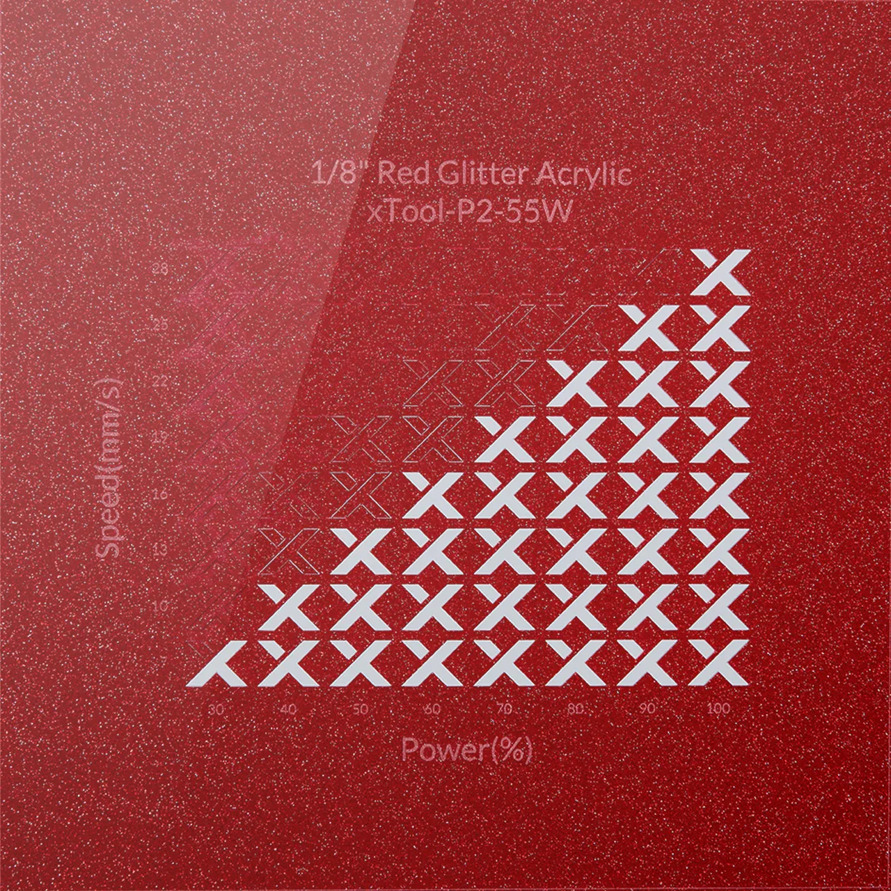 1/8"(3mm) Red Glitter Translucent Acrylic test grid