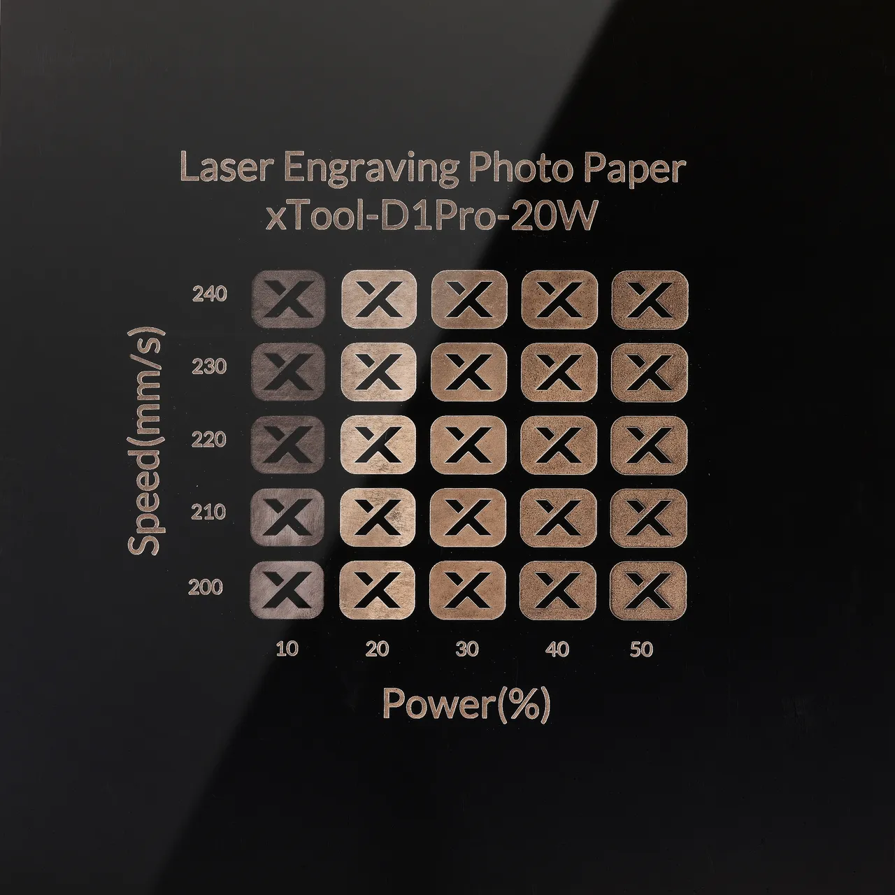 Laser Engraving Photo Paper test grid