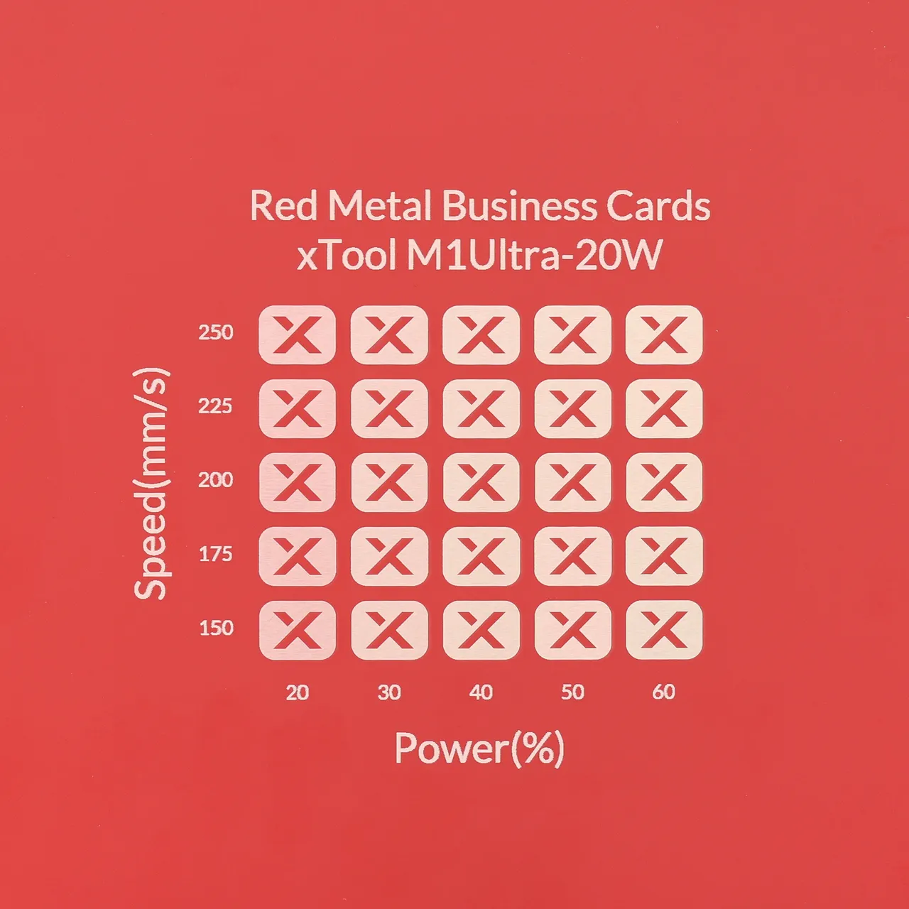 Red Metal Business Card test grid