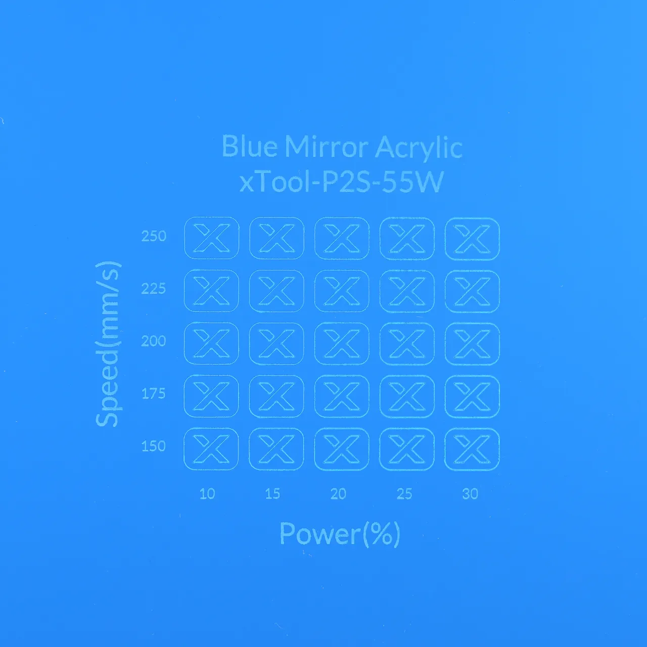 1/8"(3mm) Blue Mirror Acrylic test grid