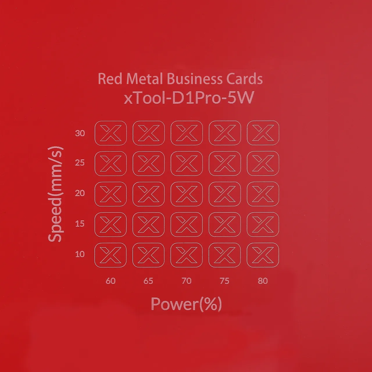 Red Metal Business Card test grid