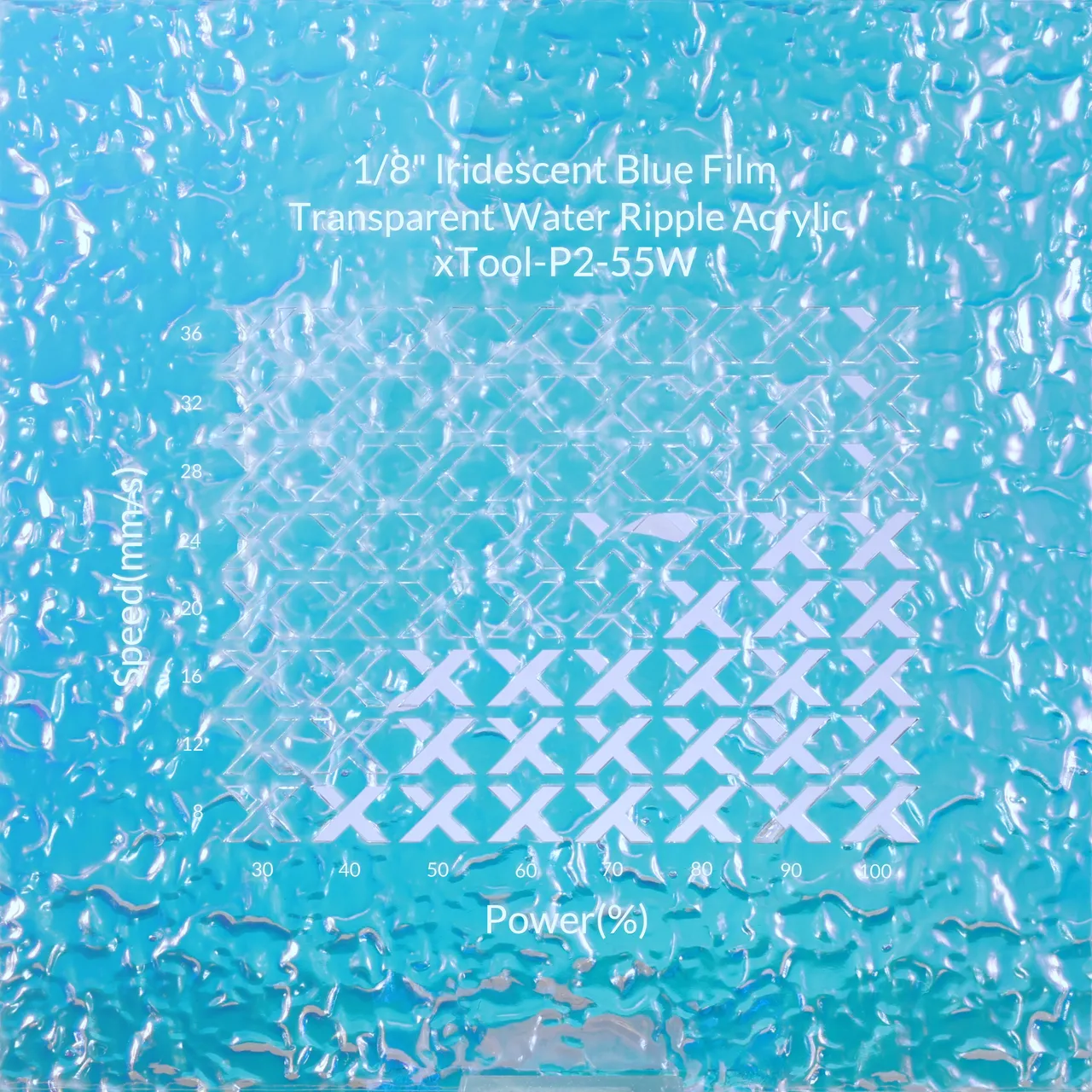 1/8"(3mm) Iridescent Blue Film Transparent Water Ripple Acrylic