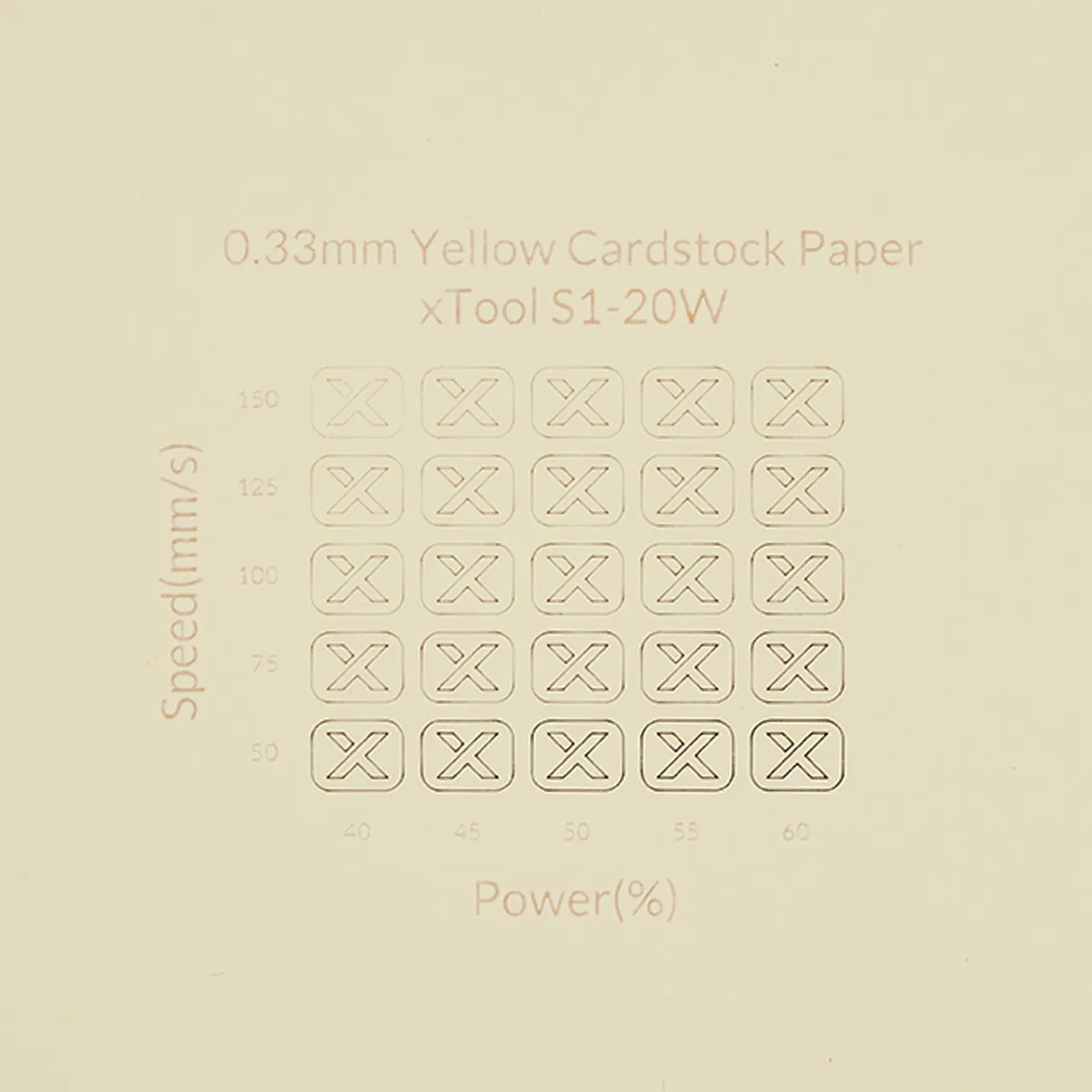 1/77"(0.33mm) Yellow Cardstock Paper test grid