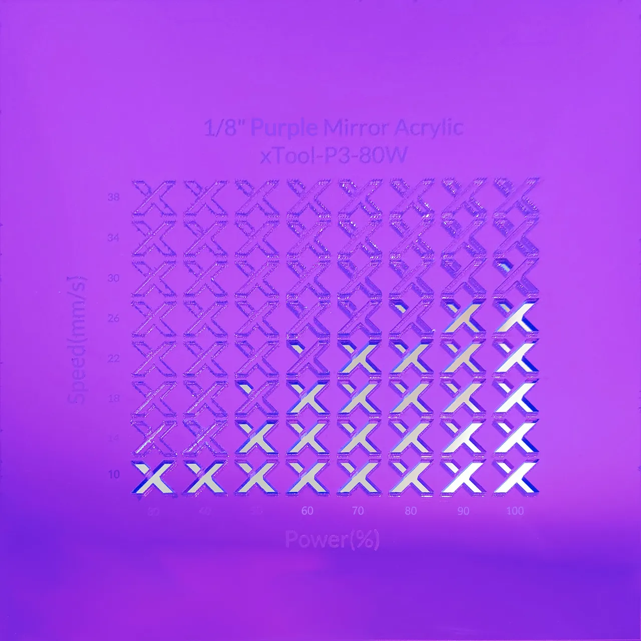 1/8"(3mm) Purple Mirror Acrylic test grid