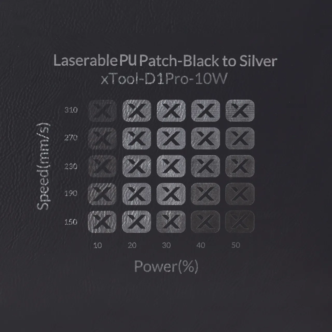 Black to Silver Laserable PU Leather Business Card Holder test grid