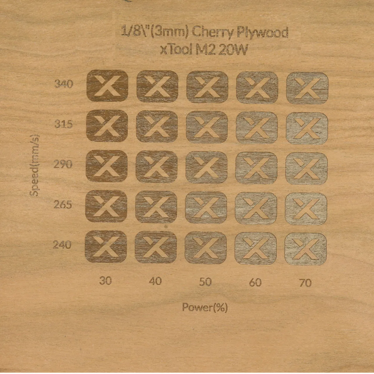 1/8"(3mm) Cherry Plywood test grid