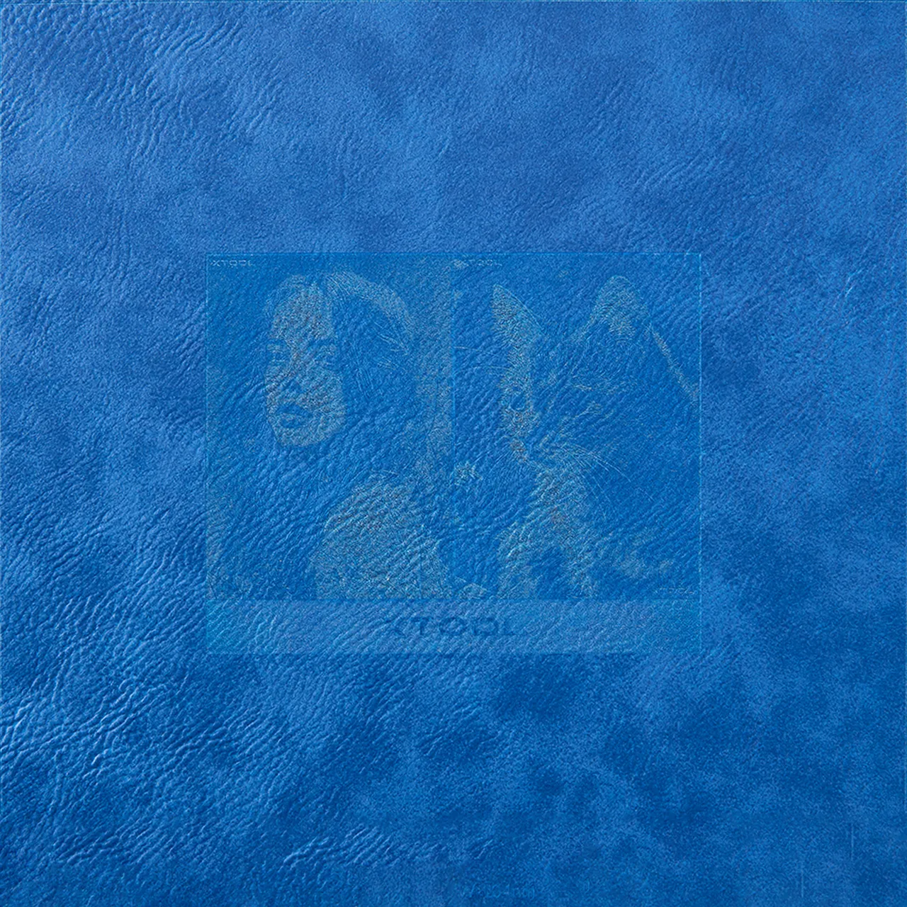 Blue to Silver Laserable PU Leather test grid