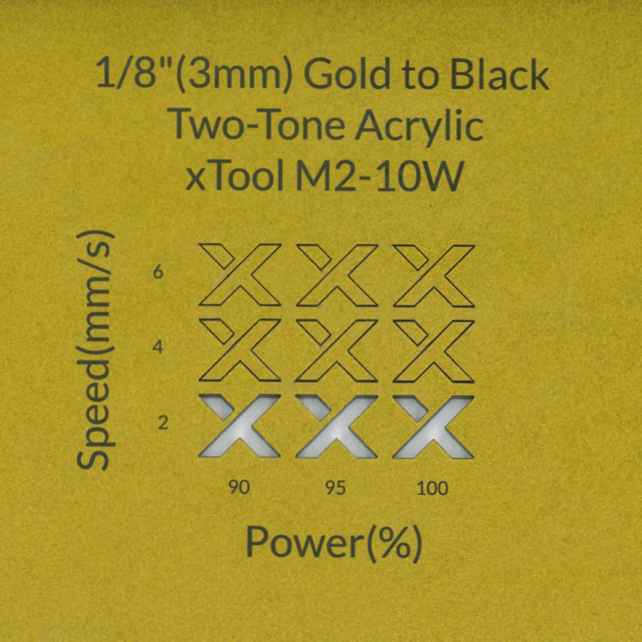 1/8"(3mm) Gold to Black Two-Tone Acrylic test grid