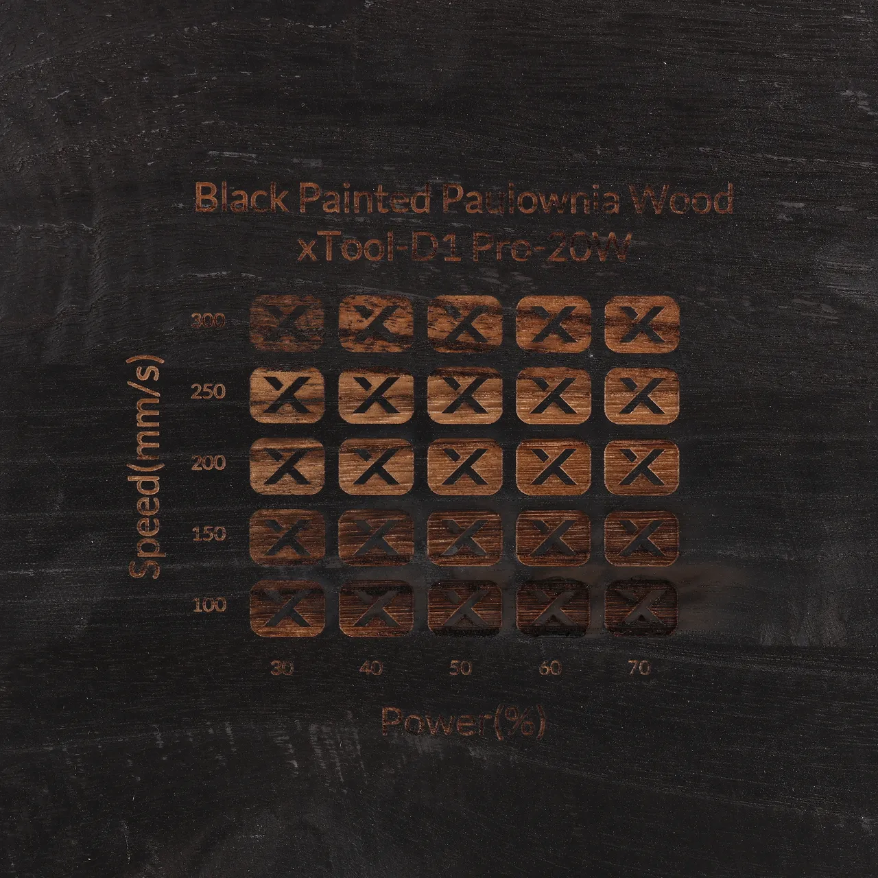 Black Painted Paulownia Wood test grid