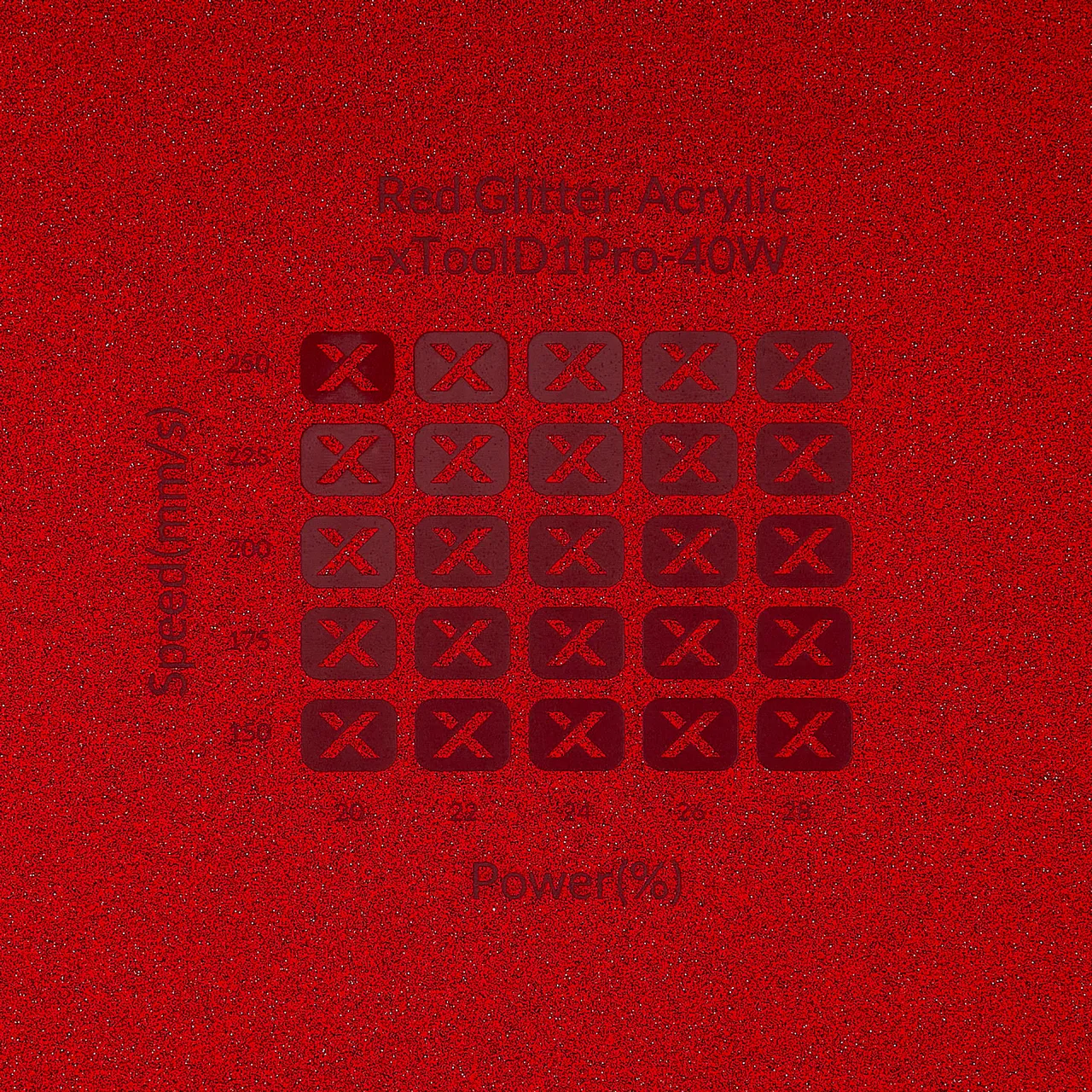 1/8"(3mm) Red Glitter Translucent Acrylic test grid