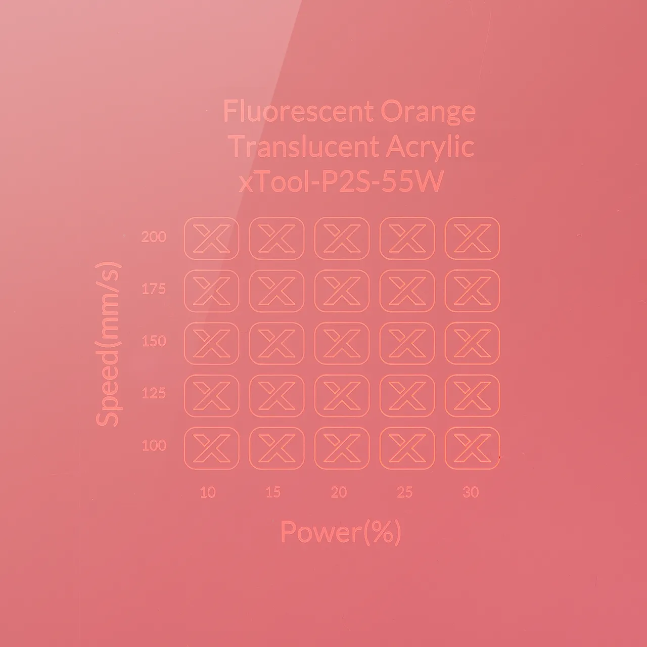 1/8"(3mm) Fluorescent Orange Translucent Acrylic test grid