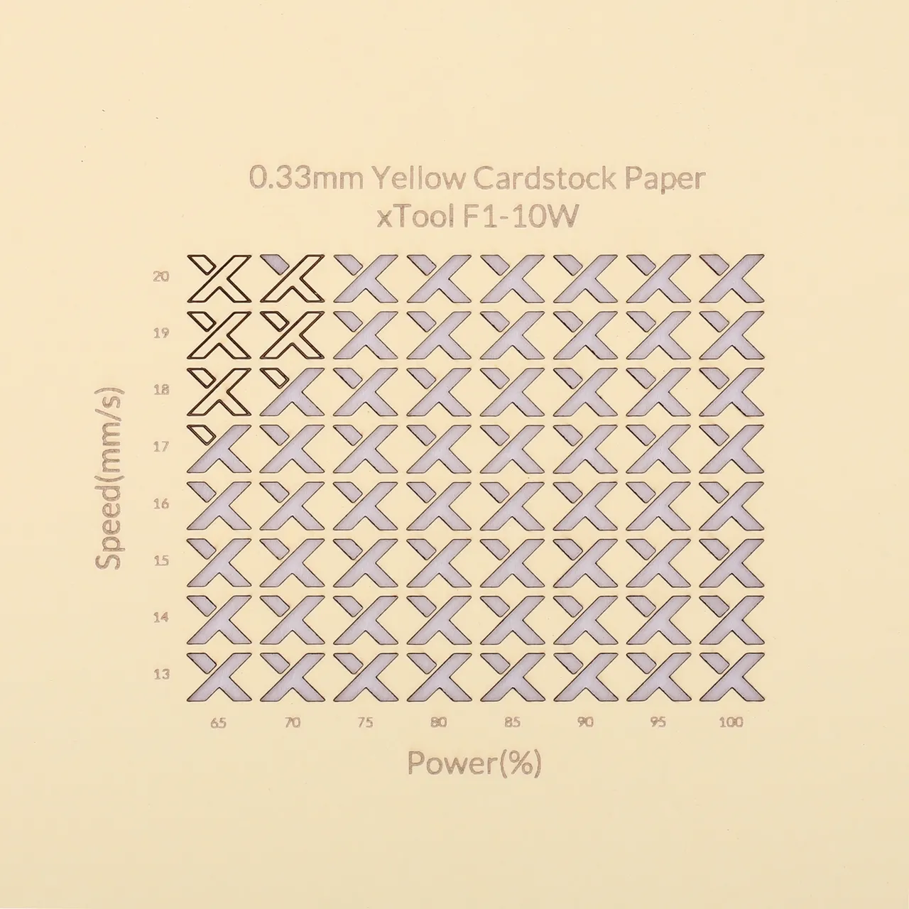 1/77"(0.33mm) Yellow Cardstock Paper test grid