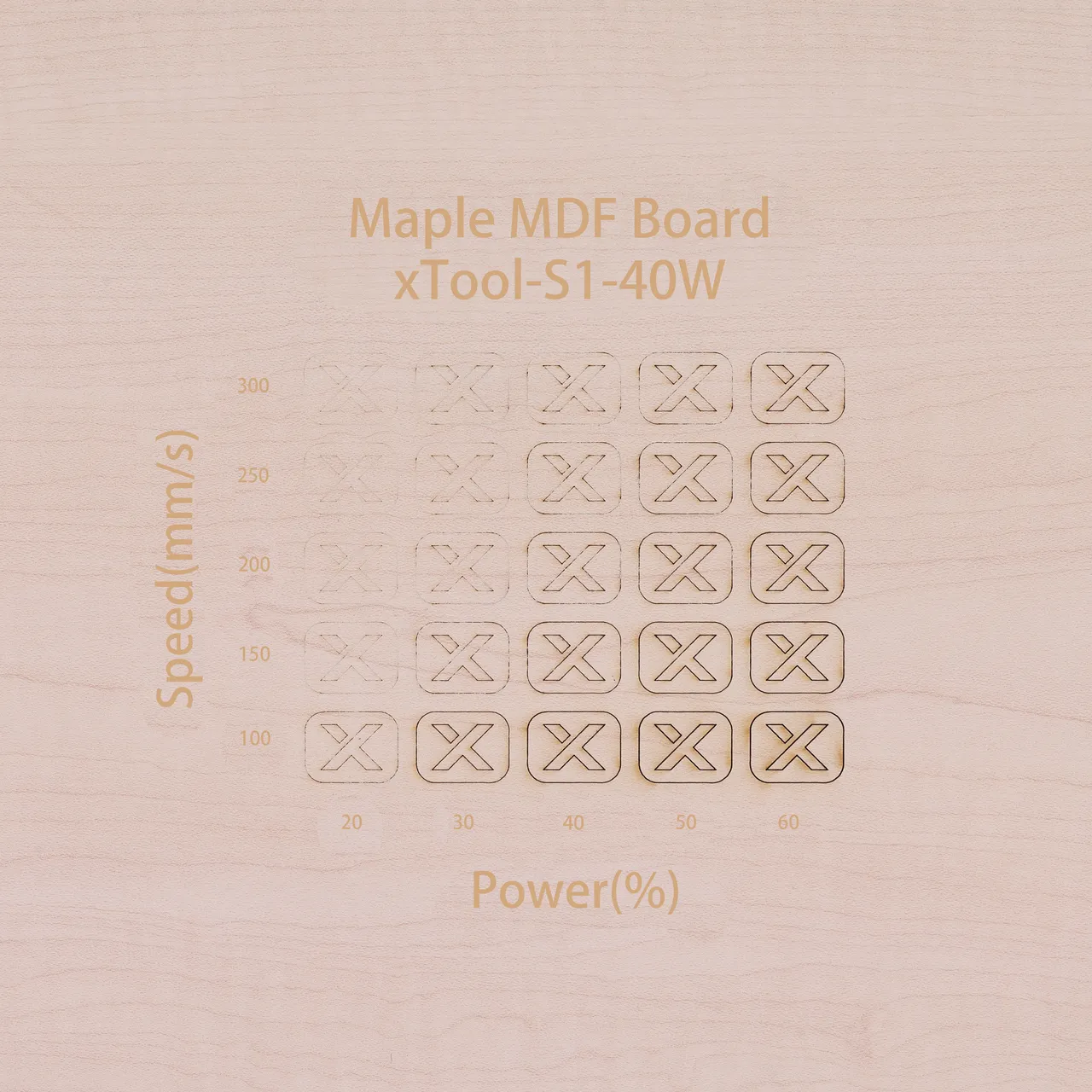 1/8"(3mm) Faux Maple MDF Board test grid