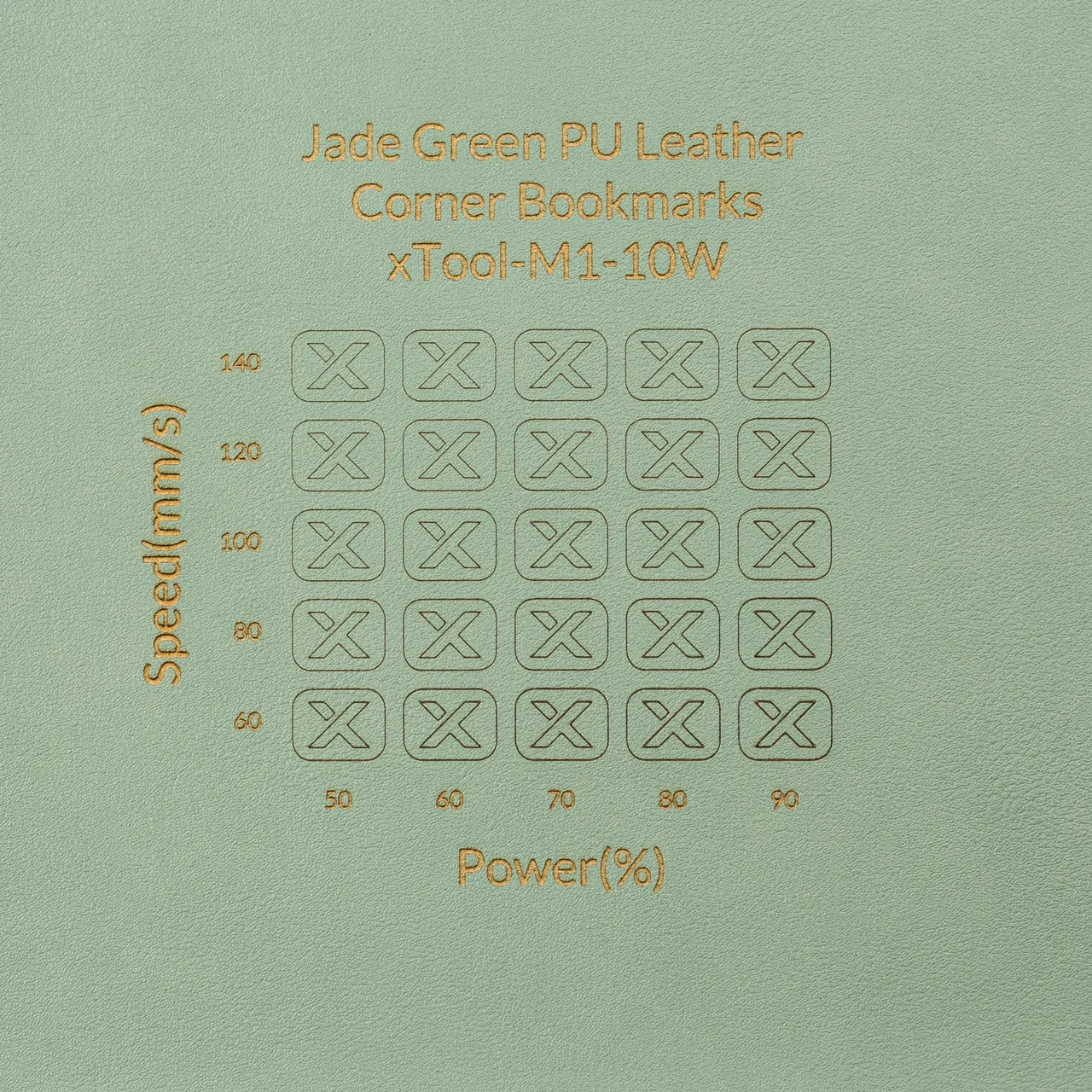 PU Leather Corner Bookmarks_Fan Green test grid
