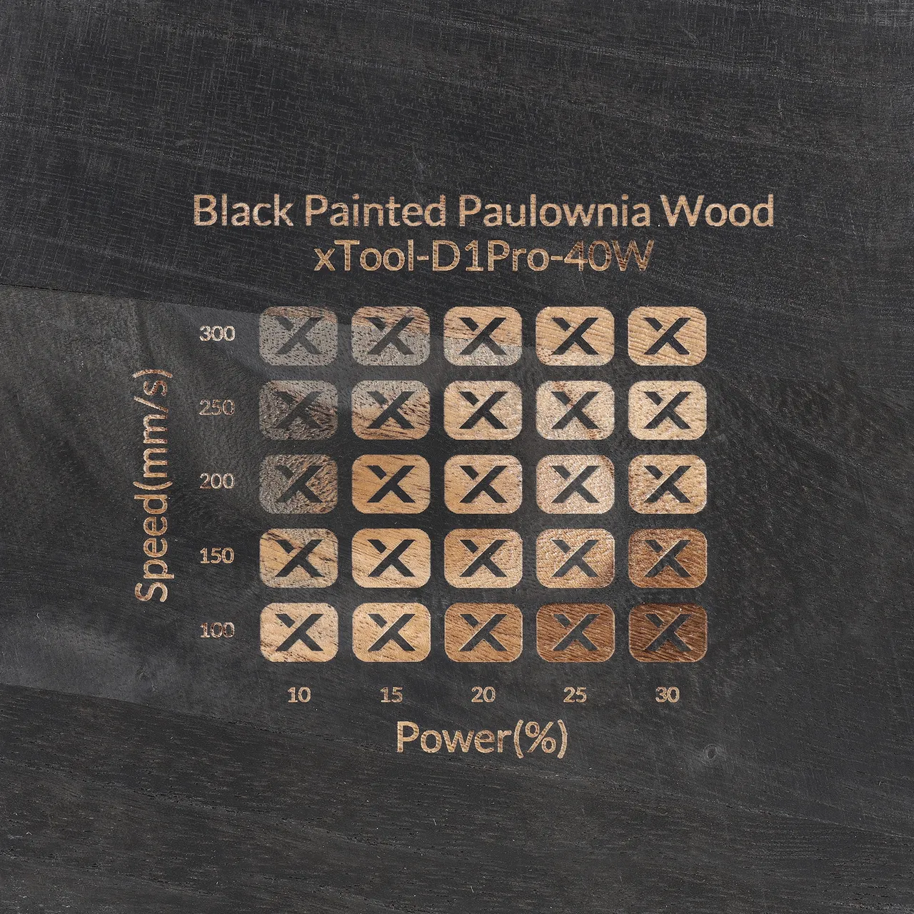 Black Painted Paulownia Wood test grid