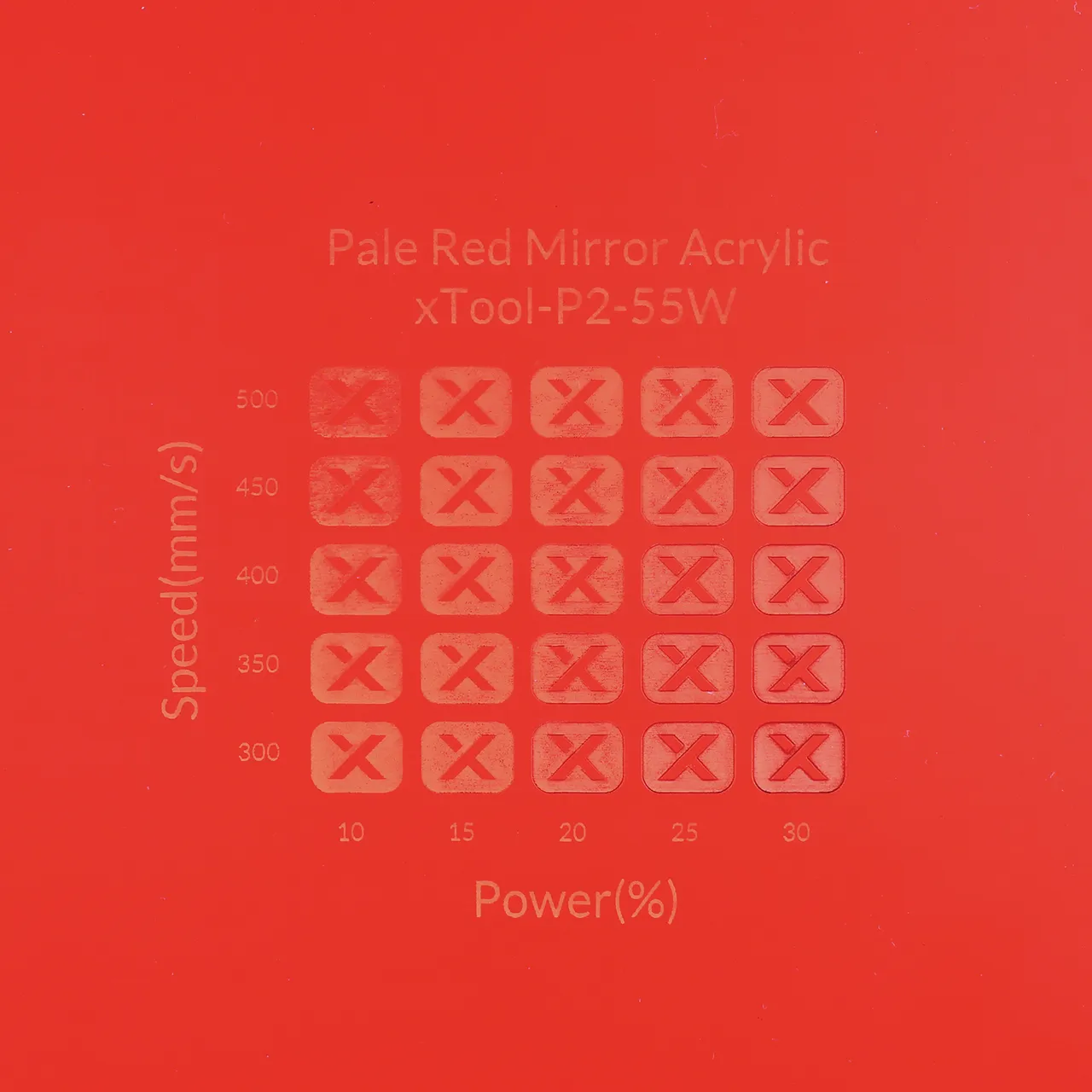 1/8"(3mm) Pale Red Mirror Acrylic test grid