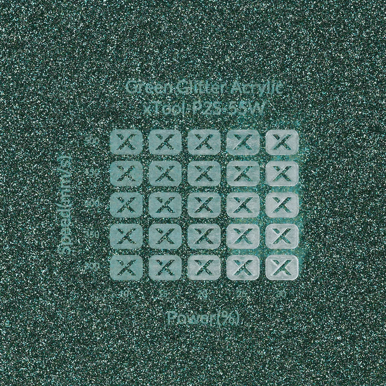 1/8"(3mm) Green Glitter Acrylic test grid