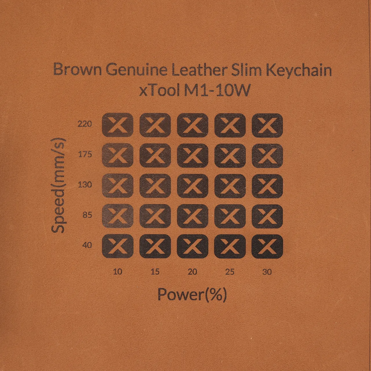 Brown Genuine Leather Slim Keychain test grid