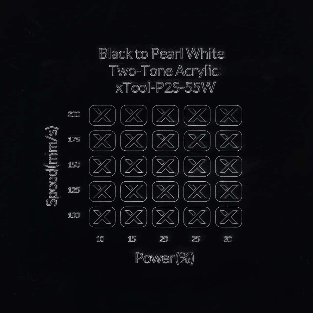 1/8"(3mm) Black to Pearl White Two-Tone Acrylic test grid