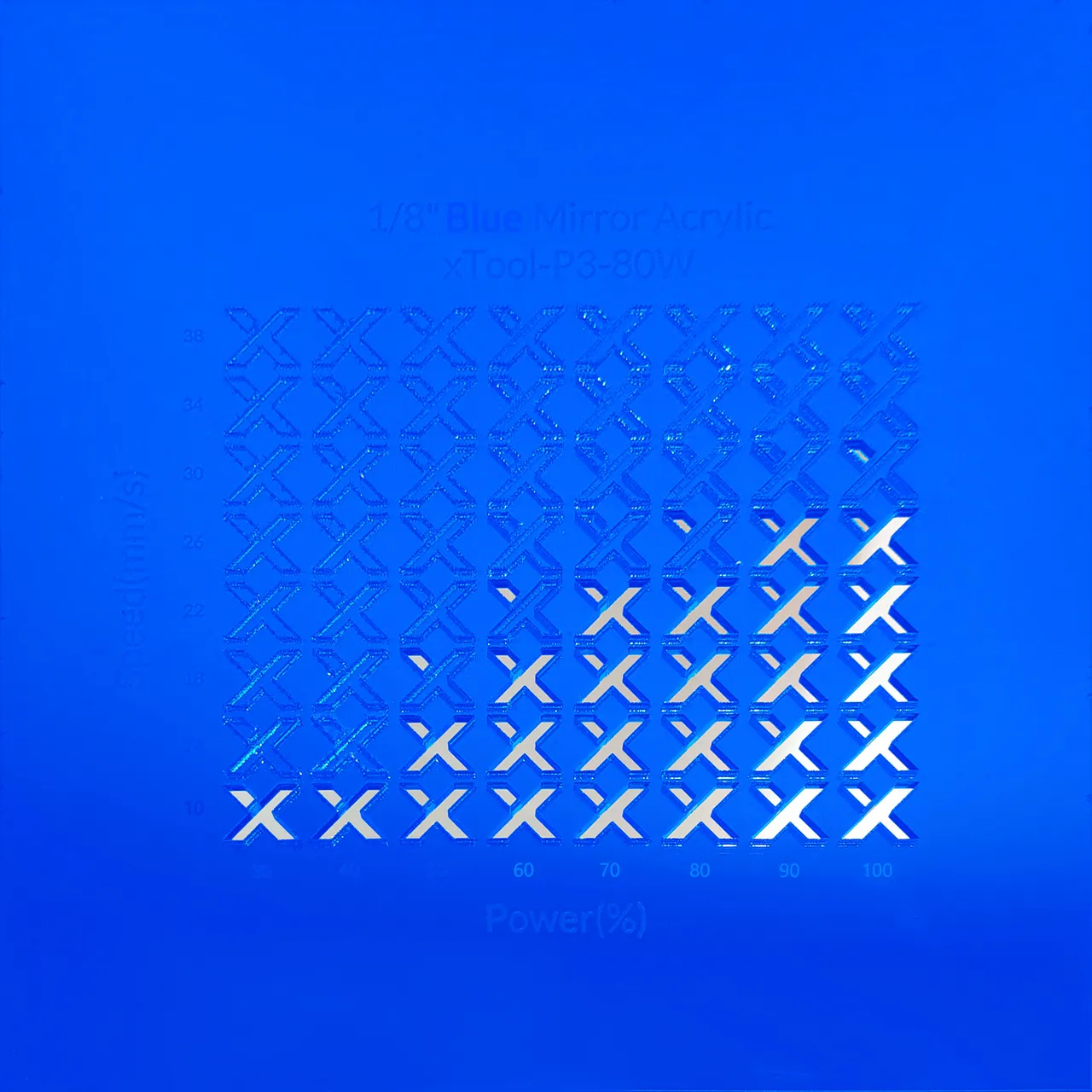 1/8"(3mm) Blue Mirror Acrylic test grid