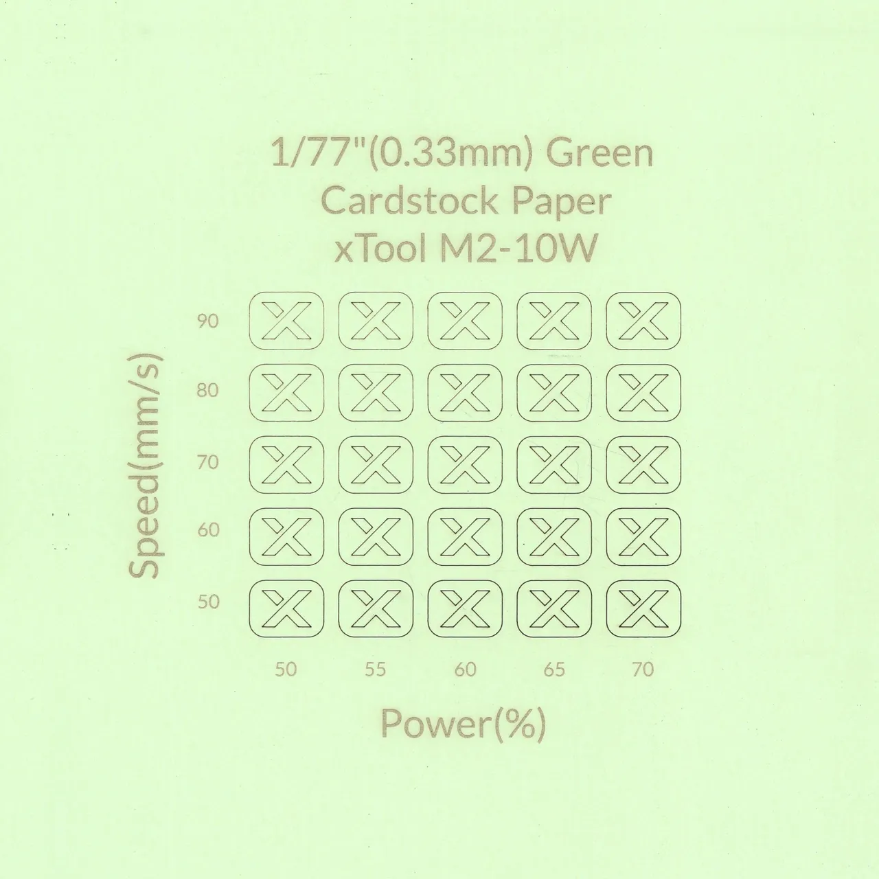 1/77"(0.33mm) Green Cardstock Paper test grid