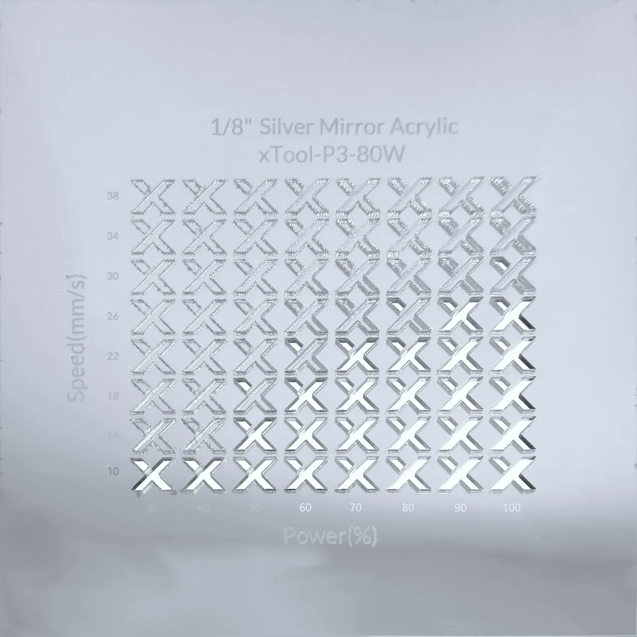 1/8"(3mm) Silver Mirror Acrylic test grid