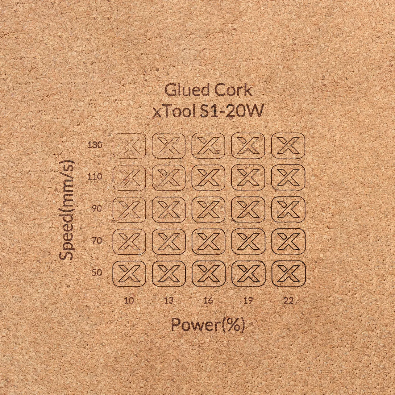 Glued Cork test grid