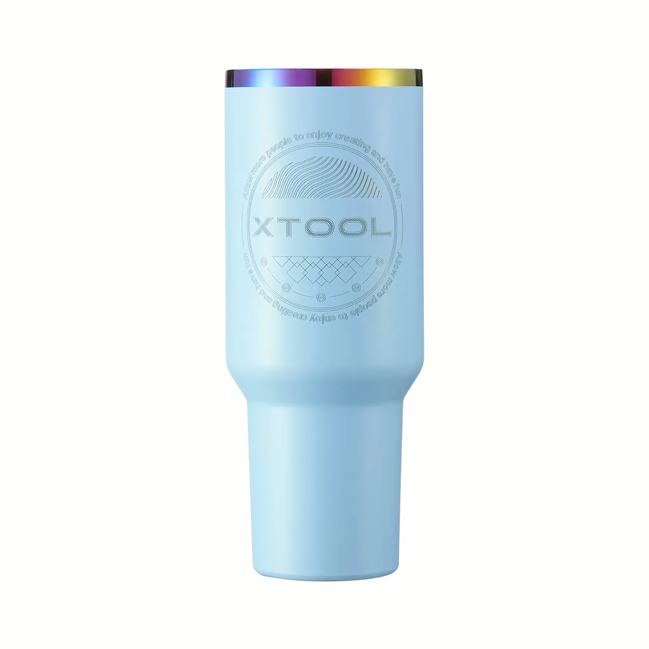 30oz(887ml) Pastel Blue to Iridescent Tumbler with Handle and Straw