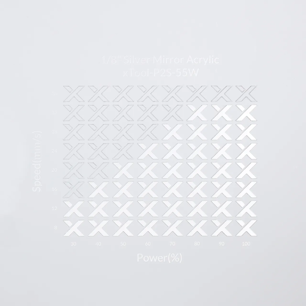 1/8"(3mm) Silver Mirror Acrylic test grid