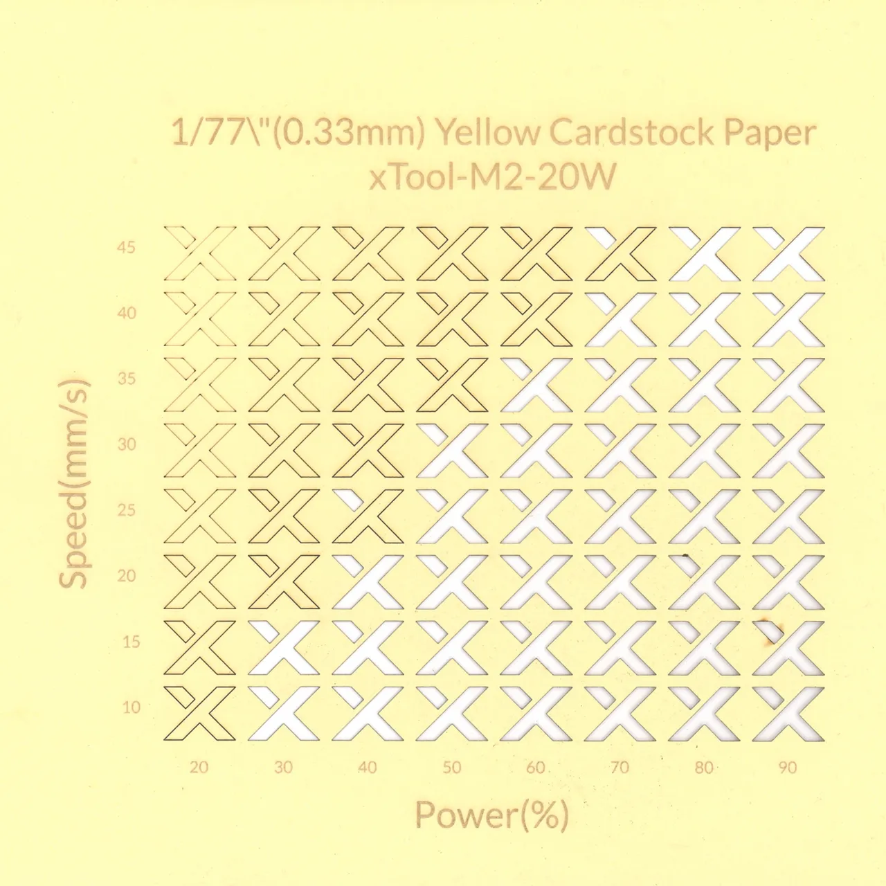 1/77"(0.33mm) Yellow Cardstock Paper test grid