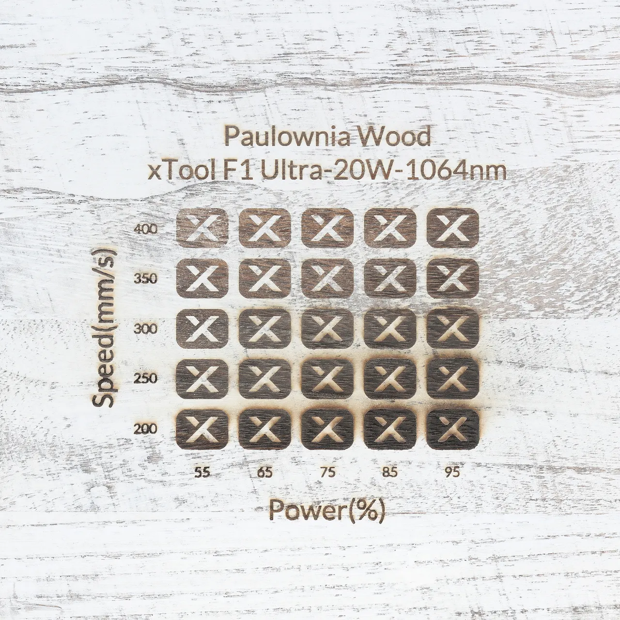 Distressed White Painted Paulownia Wood test grid