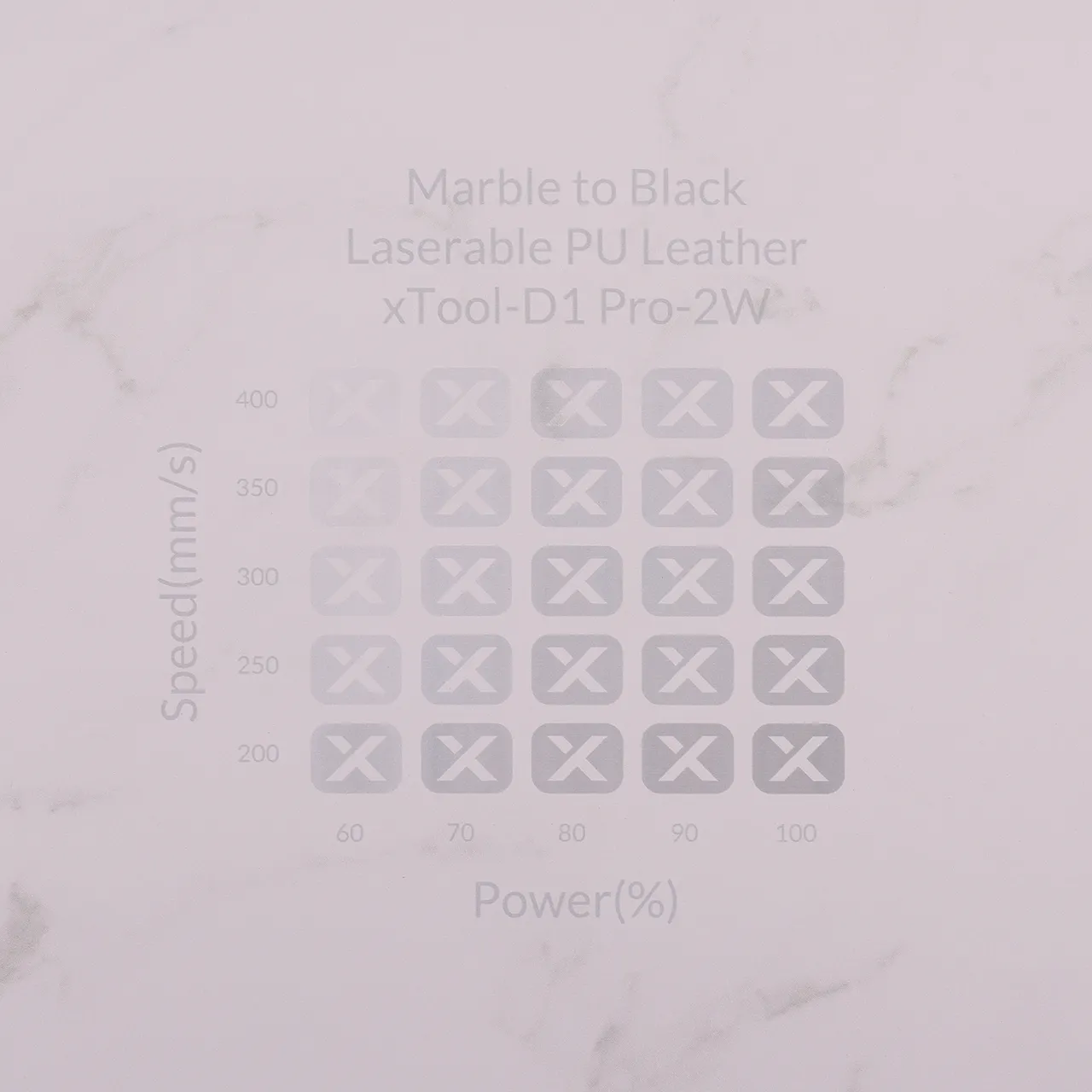 Marble to Black Laserable PU Leather test grid