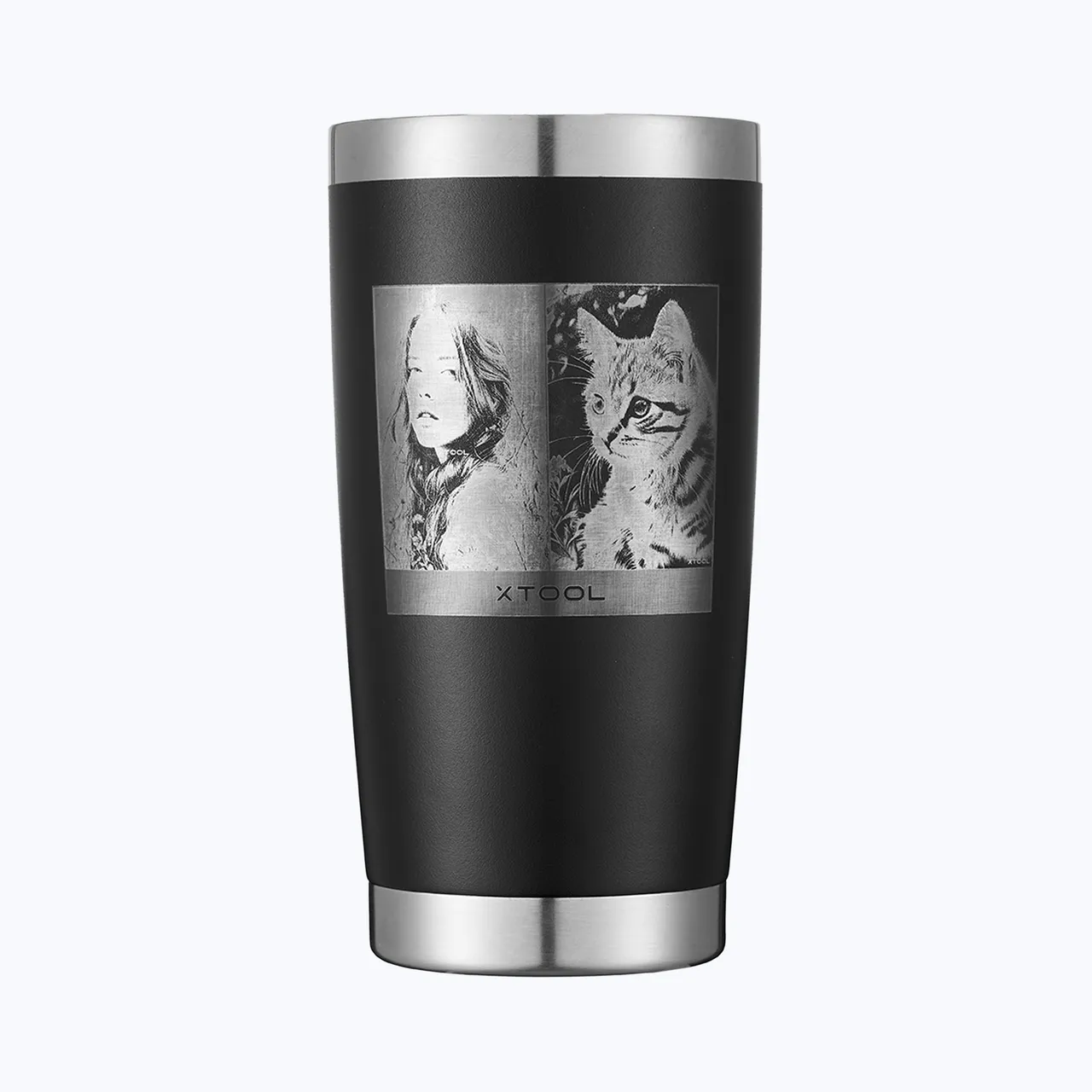 Black To Silver Stainless Steel Tumbler with Handle(40oz) test grid