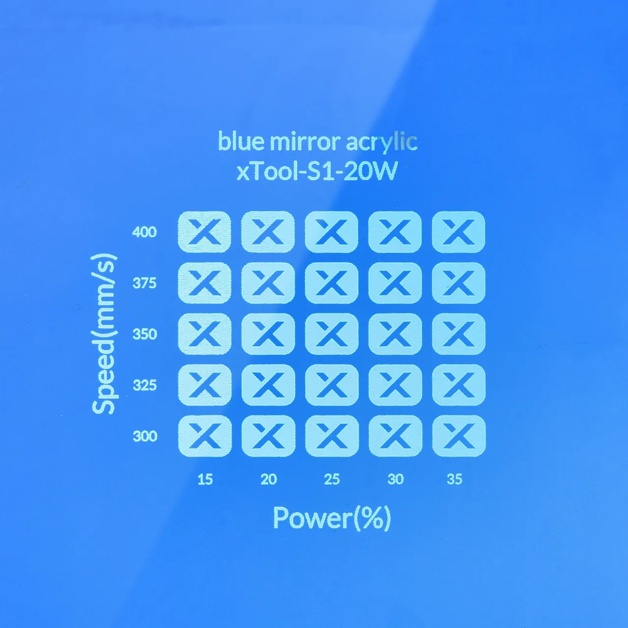 1/8"(3mm) Blue Mirror Acrylic test grid