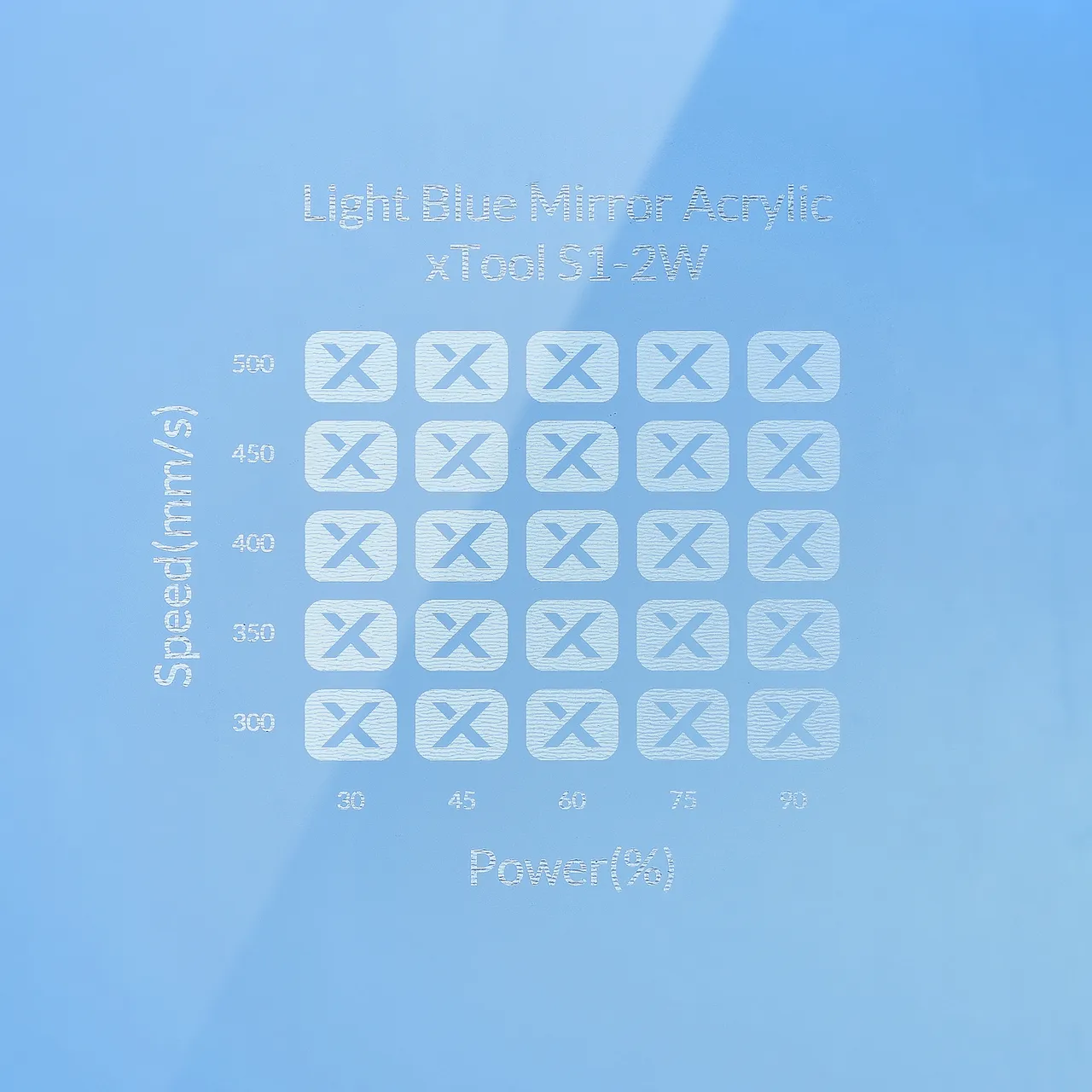 1/8"(3mm) Light Blue Mirror Acrylic test grid
