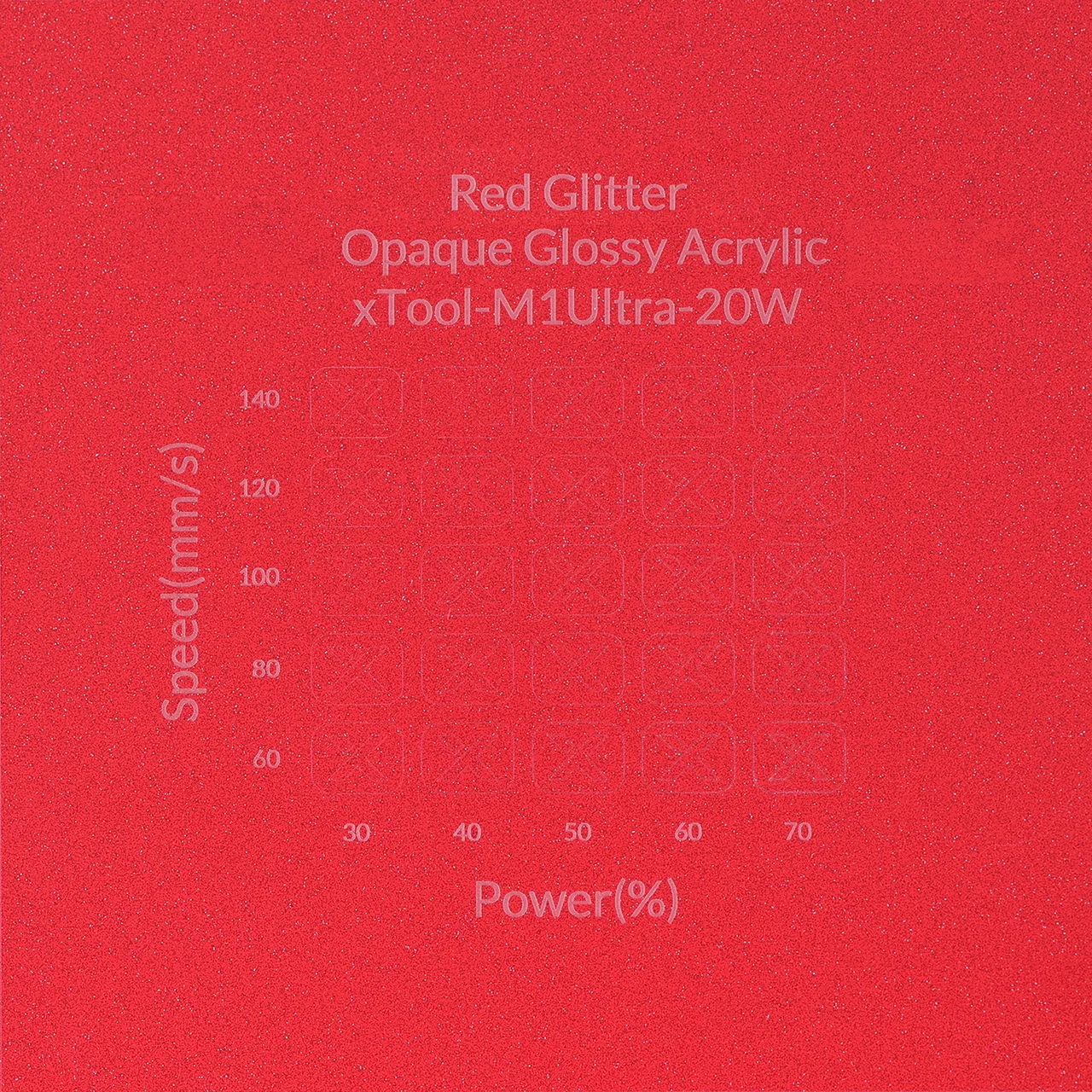 1/8"(3mm) Red Glitter Translucent Acrylic test grid