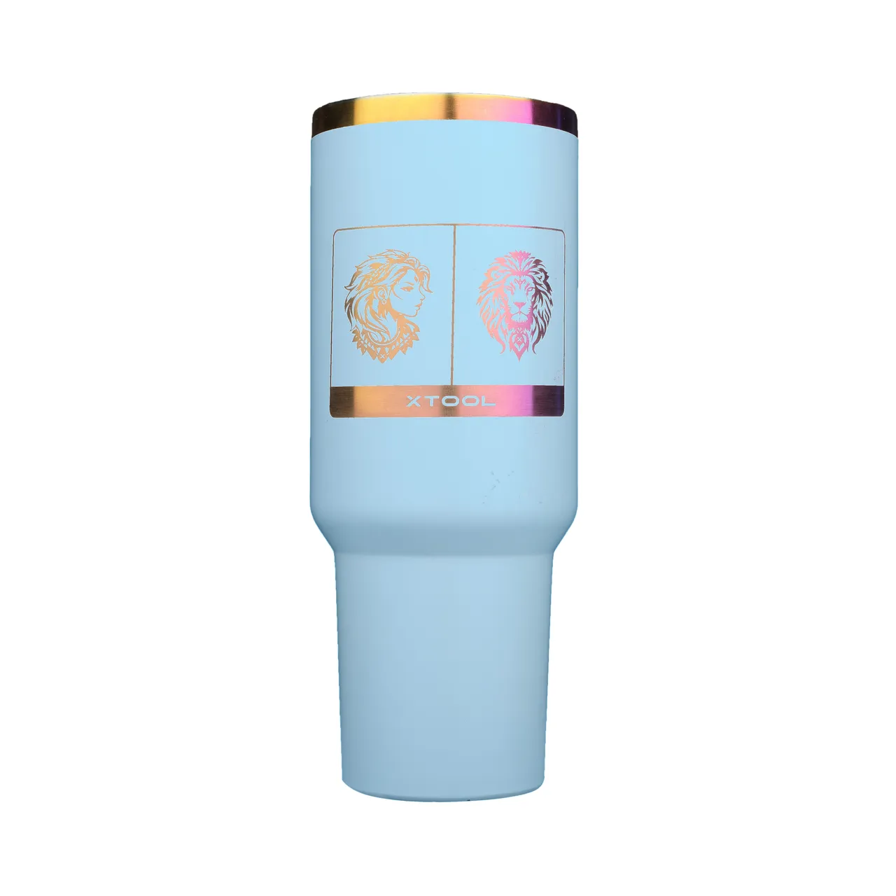 40oz(1183ml) Pastel Blue to Iridescent Glow in the Dark Tumbler with Removable Handle test grid