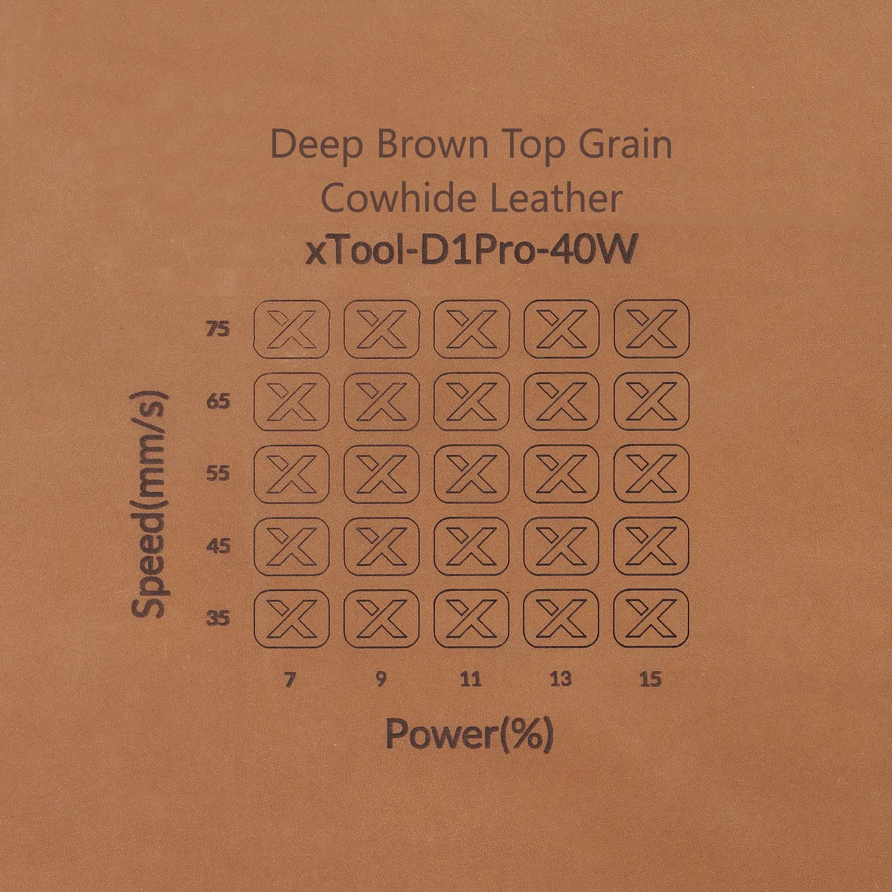 Deep Brown Top Grain Cowhide Leather test grid