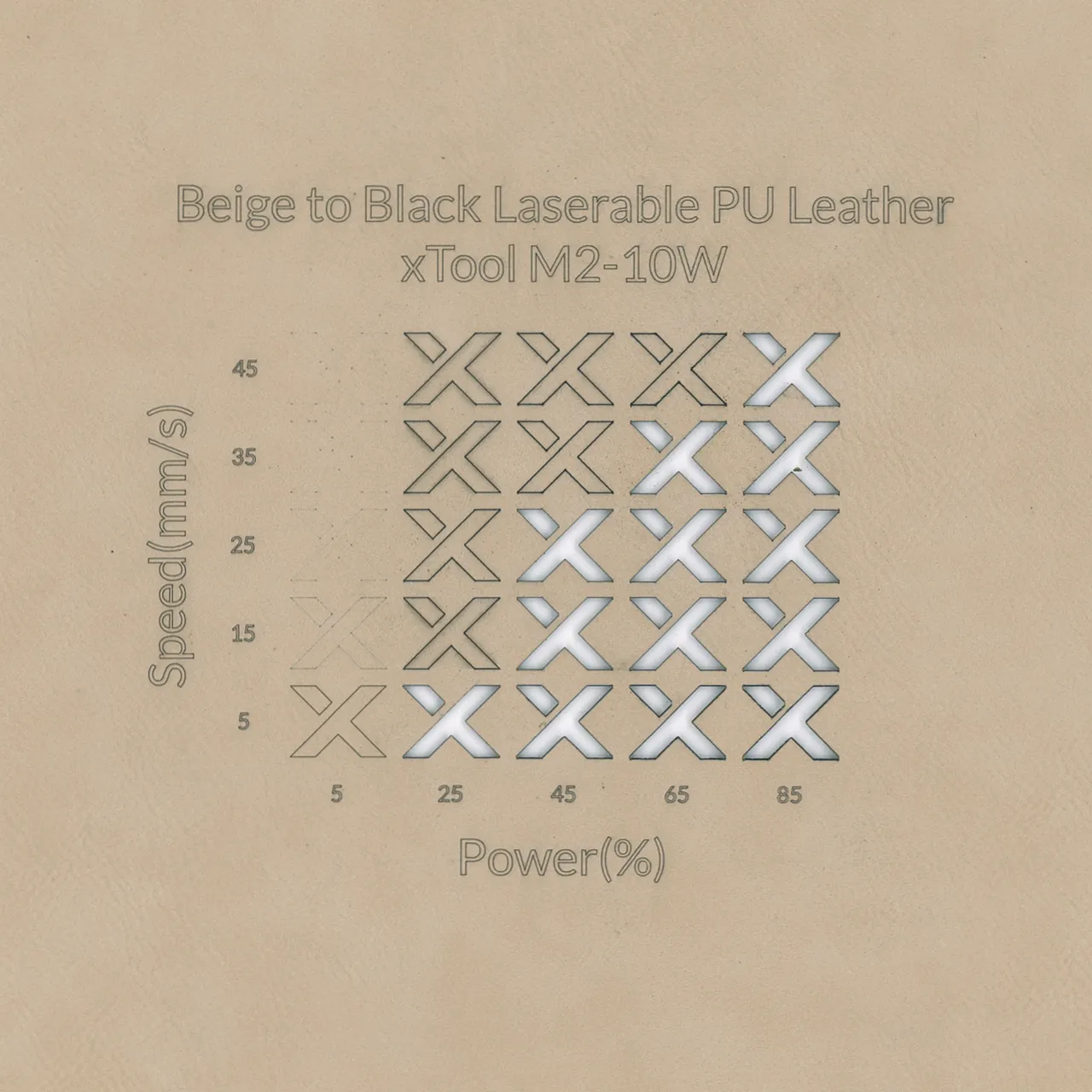Beige to Black Laserable PU Leather Magnetic Bookmark test grid
