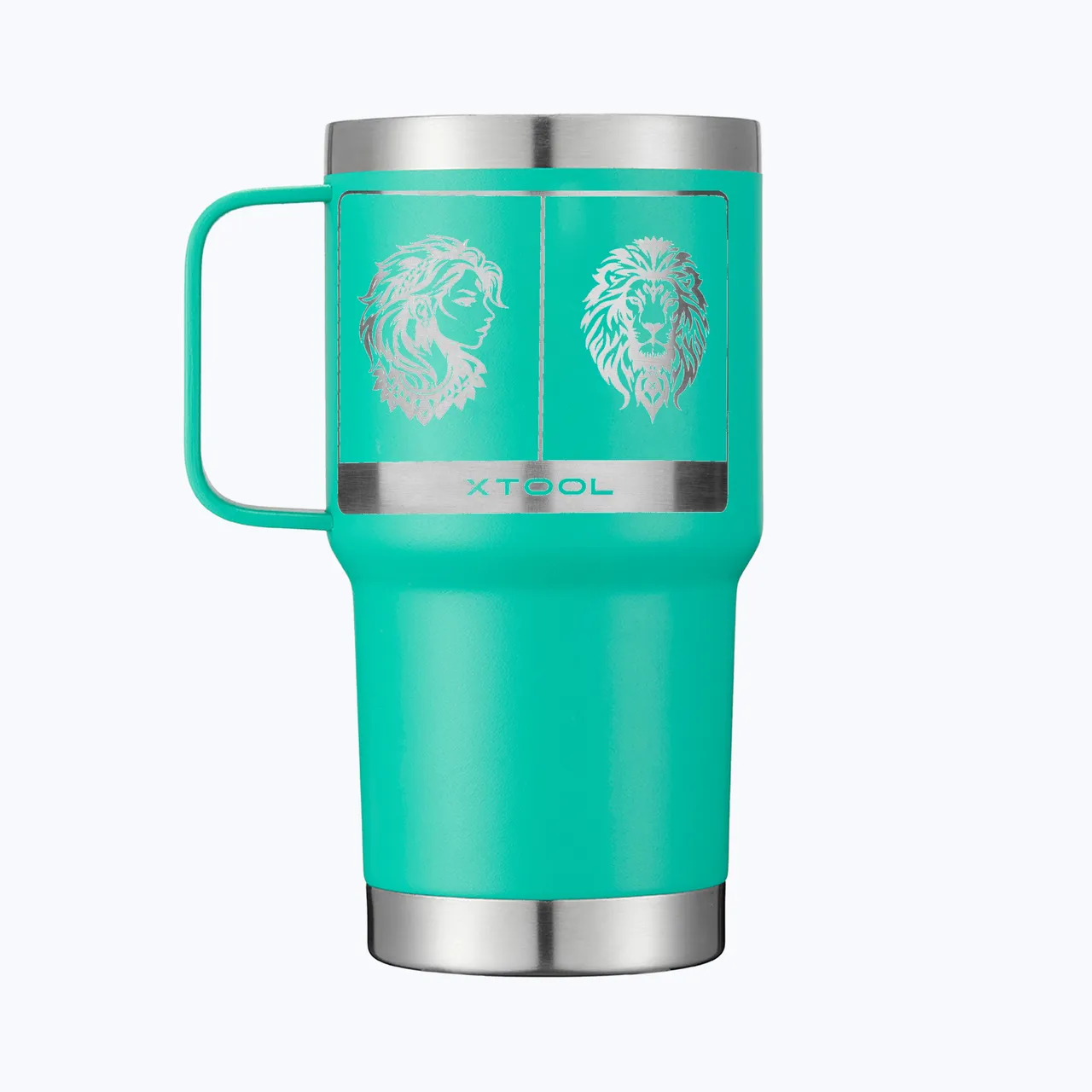 20oz(600ml) River Green Coffee Tumbler for Laser Engraving test grid