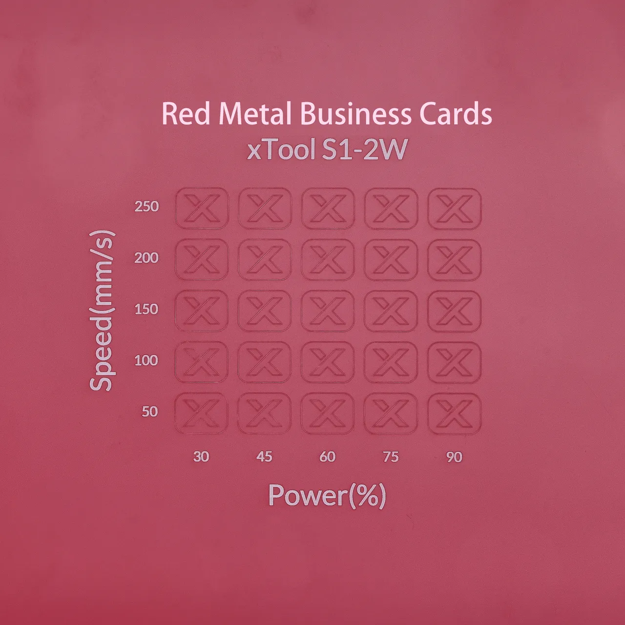 Red Metal Business Card test grid