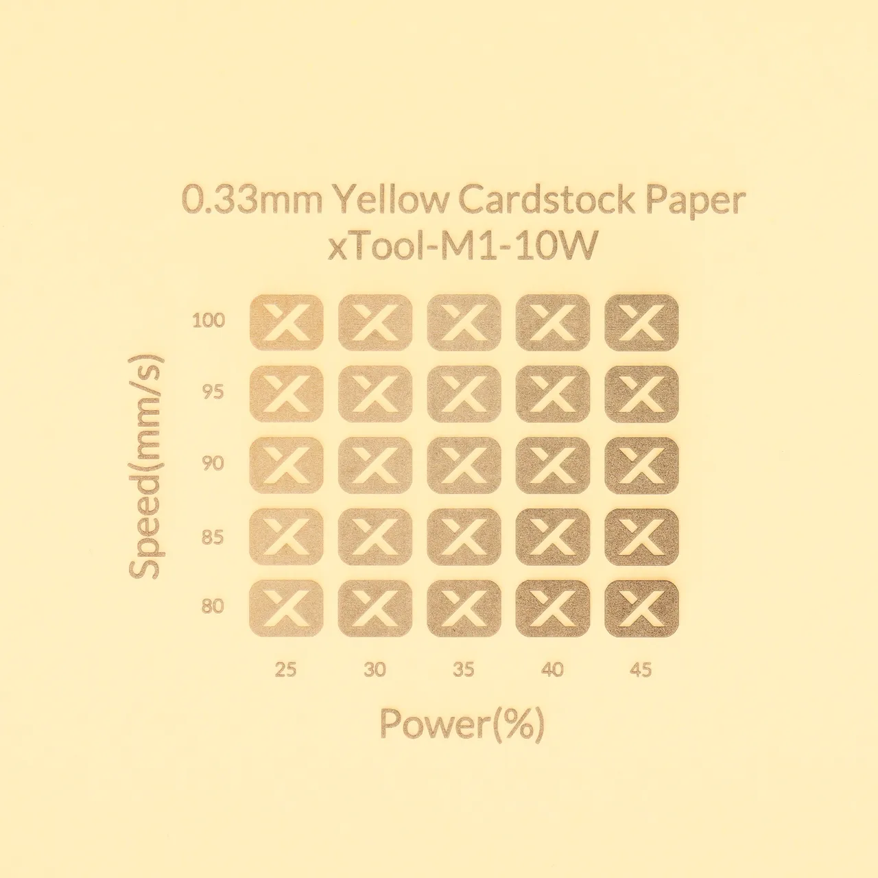 1/77"(0.33mm) Yellow Cardstock Paper test grid