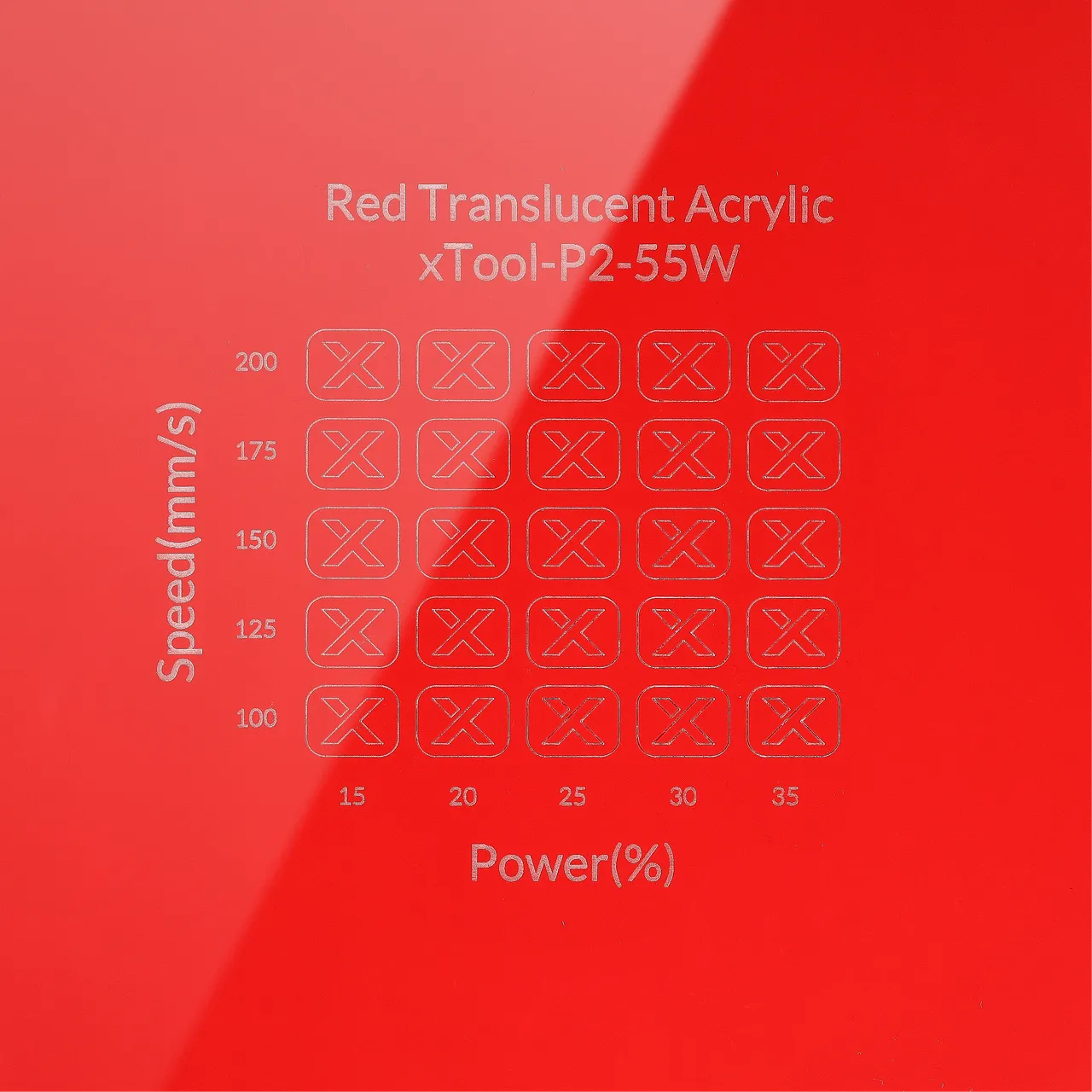 1/8"(3mm) Red Translucent Glossy Acrylic test grid
