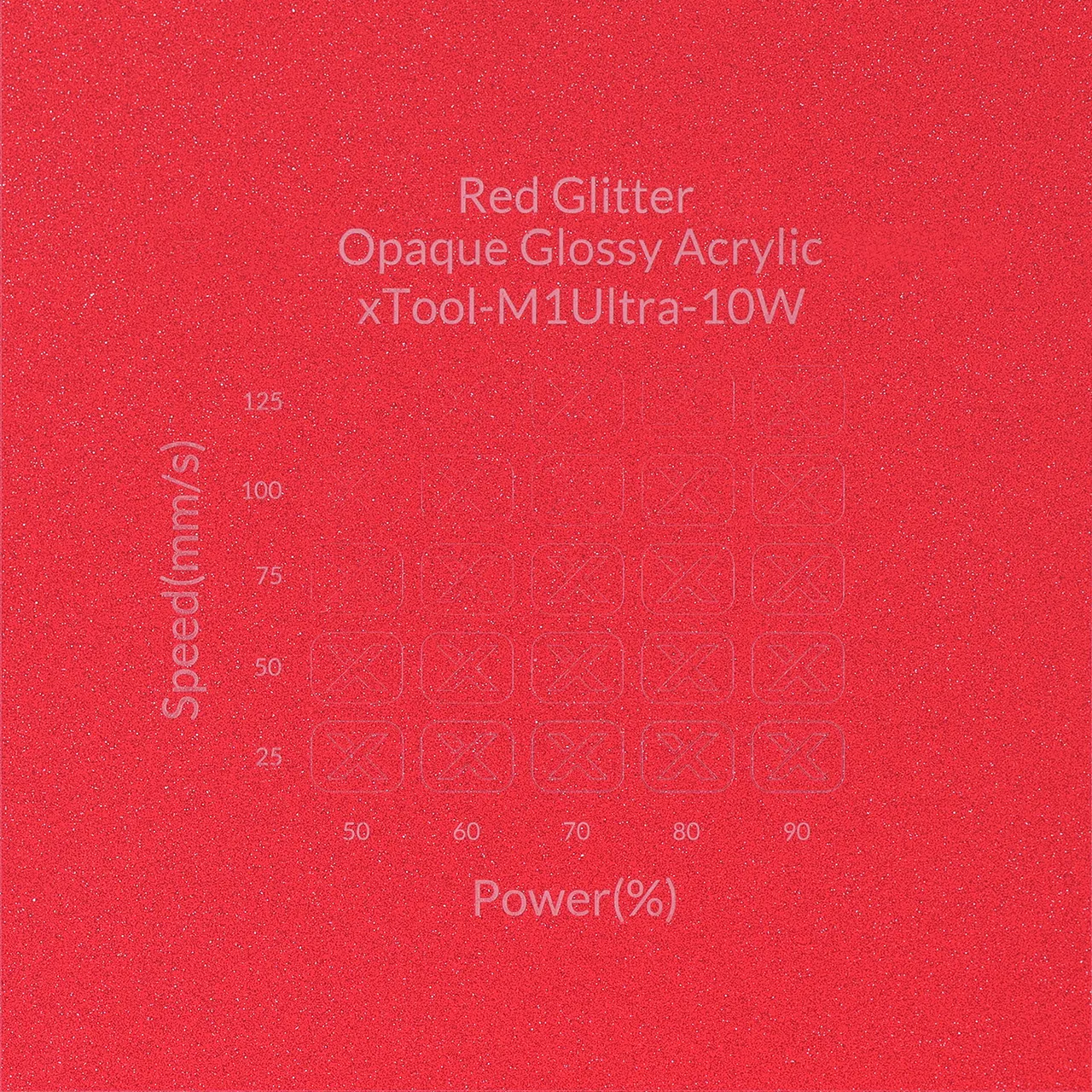 1/8"(3mm) Red Glitter Translucent Acrylic test grid