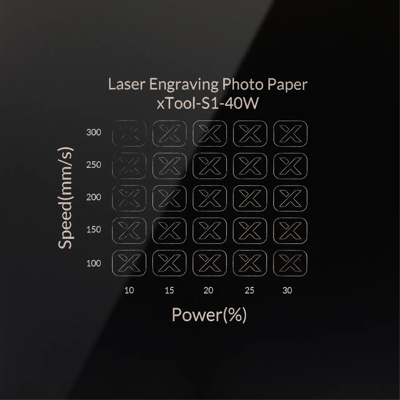 Laser Engraving Photo Paper test grid