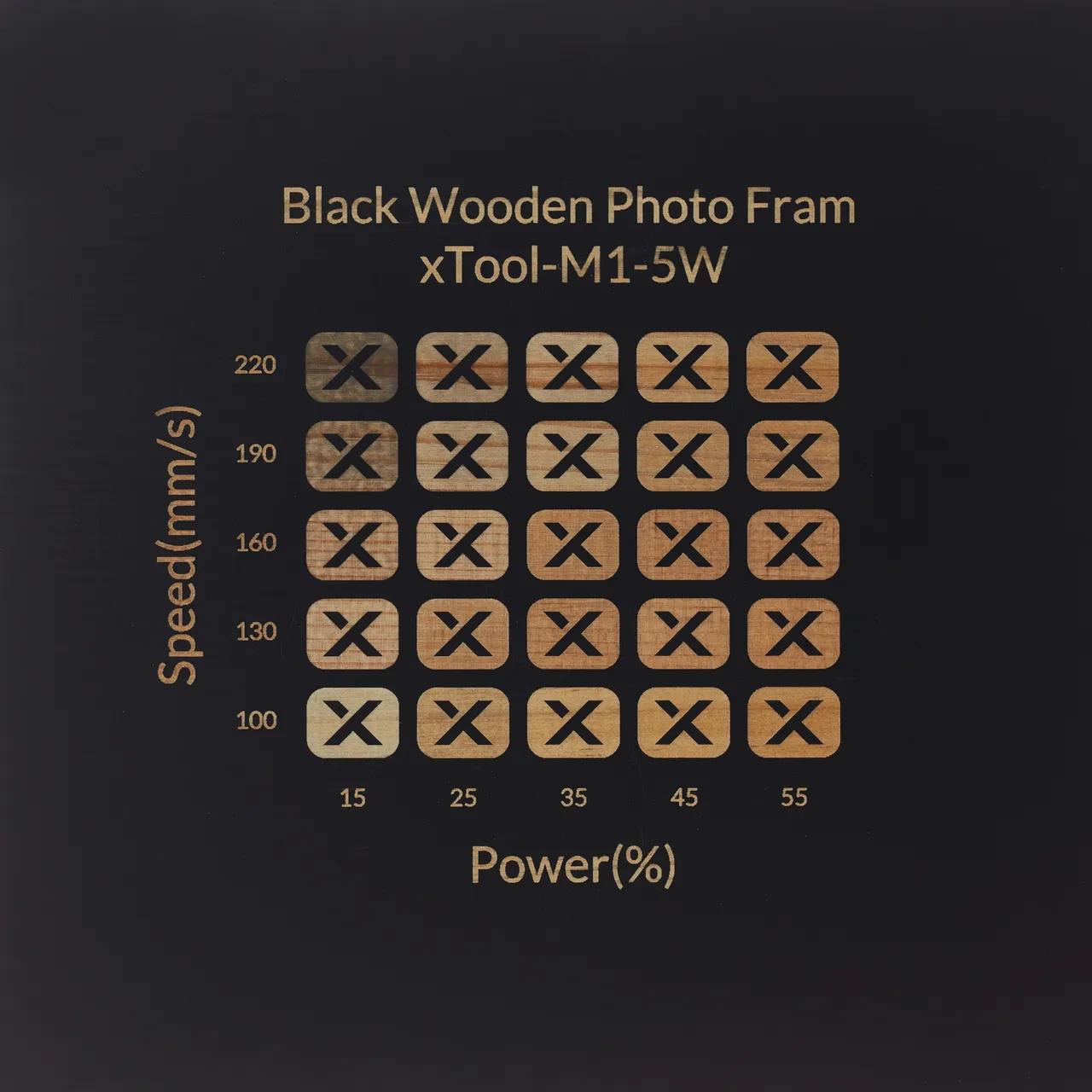 Black Painted Pine Wood test grid