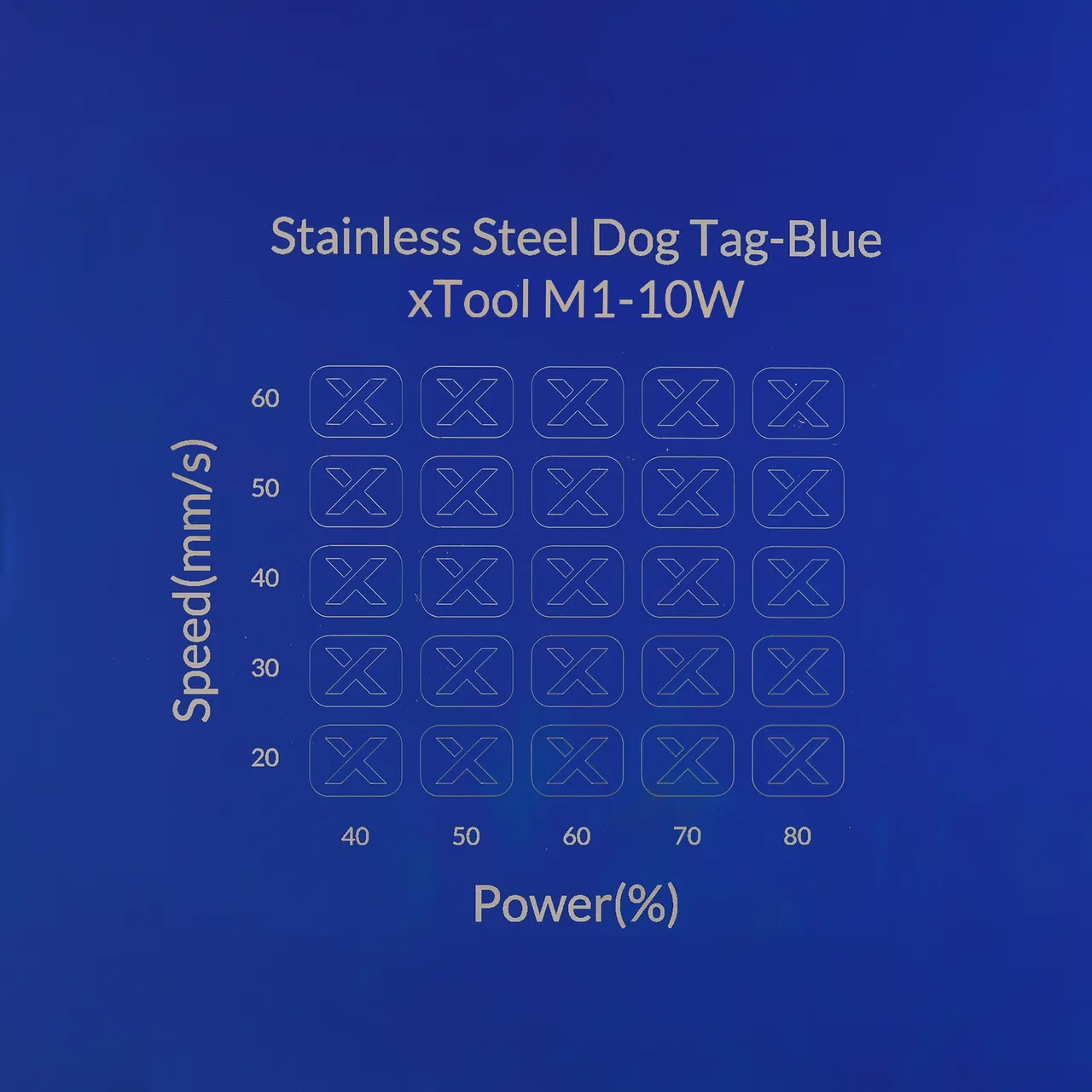Blue Stainless Steel Bone Dog Tag test grid