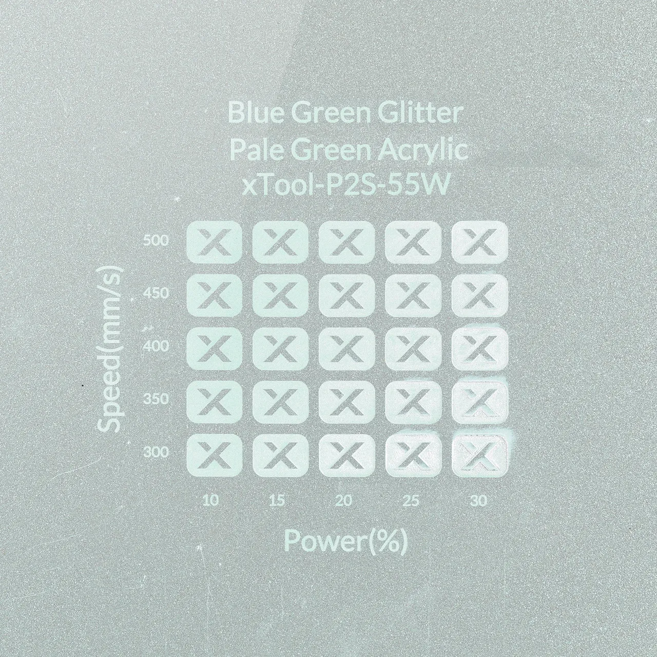 1/8"(3mm) Blue Green Glitter Pale Green Acrylic test grid