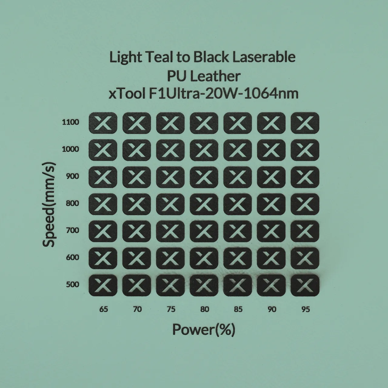 Light Teal to Black Laserable PU Leather Magnetic Bookmark test grid